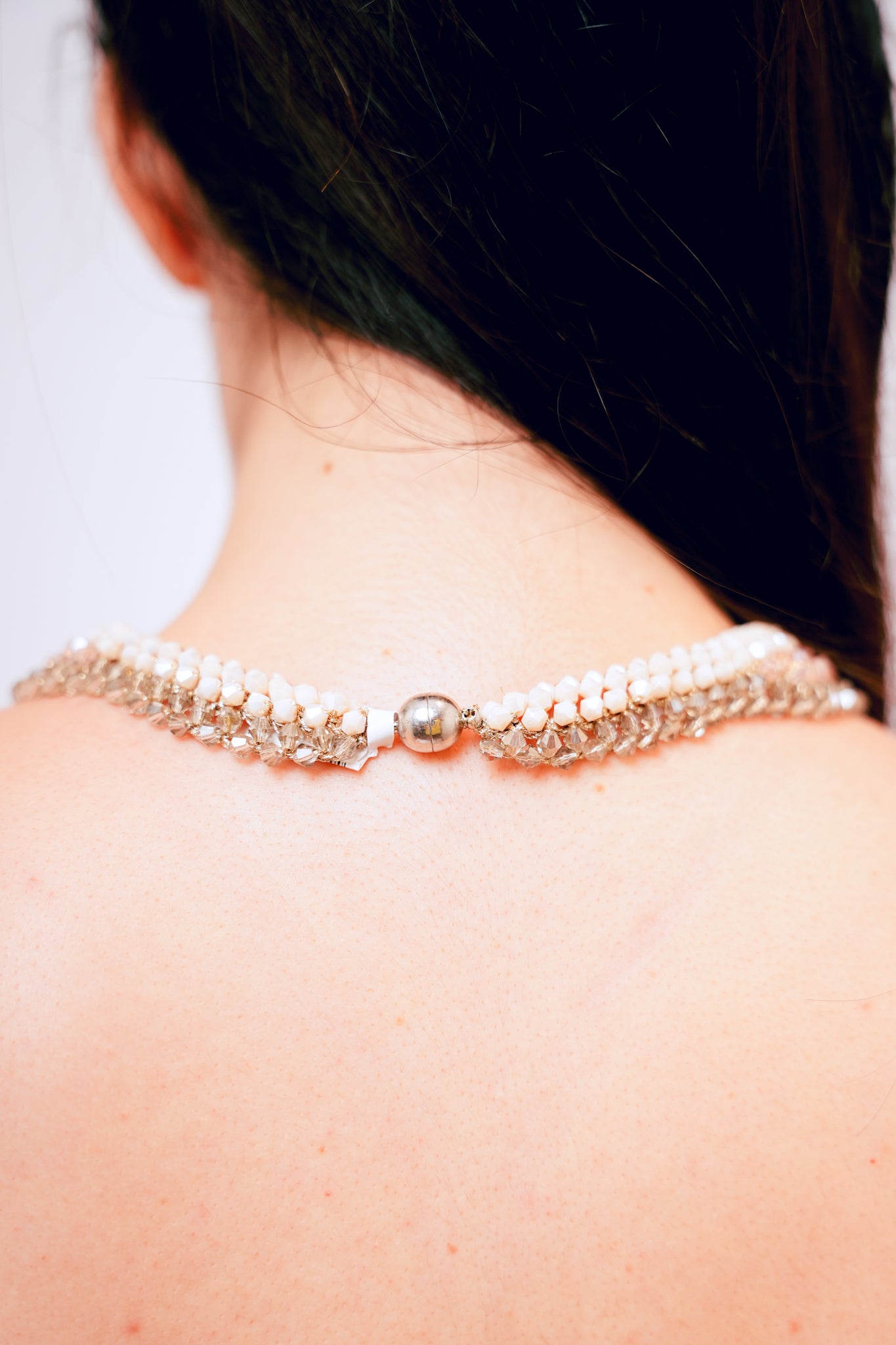 Vintage Pink and White Beaded Collar
