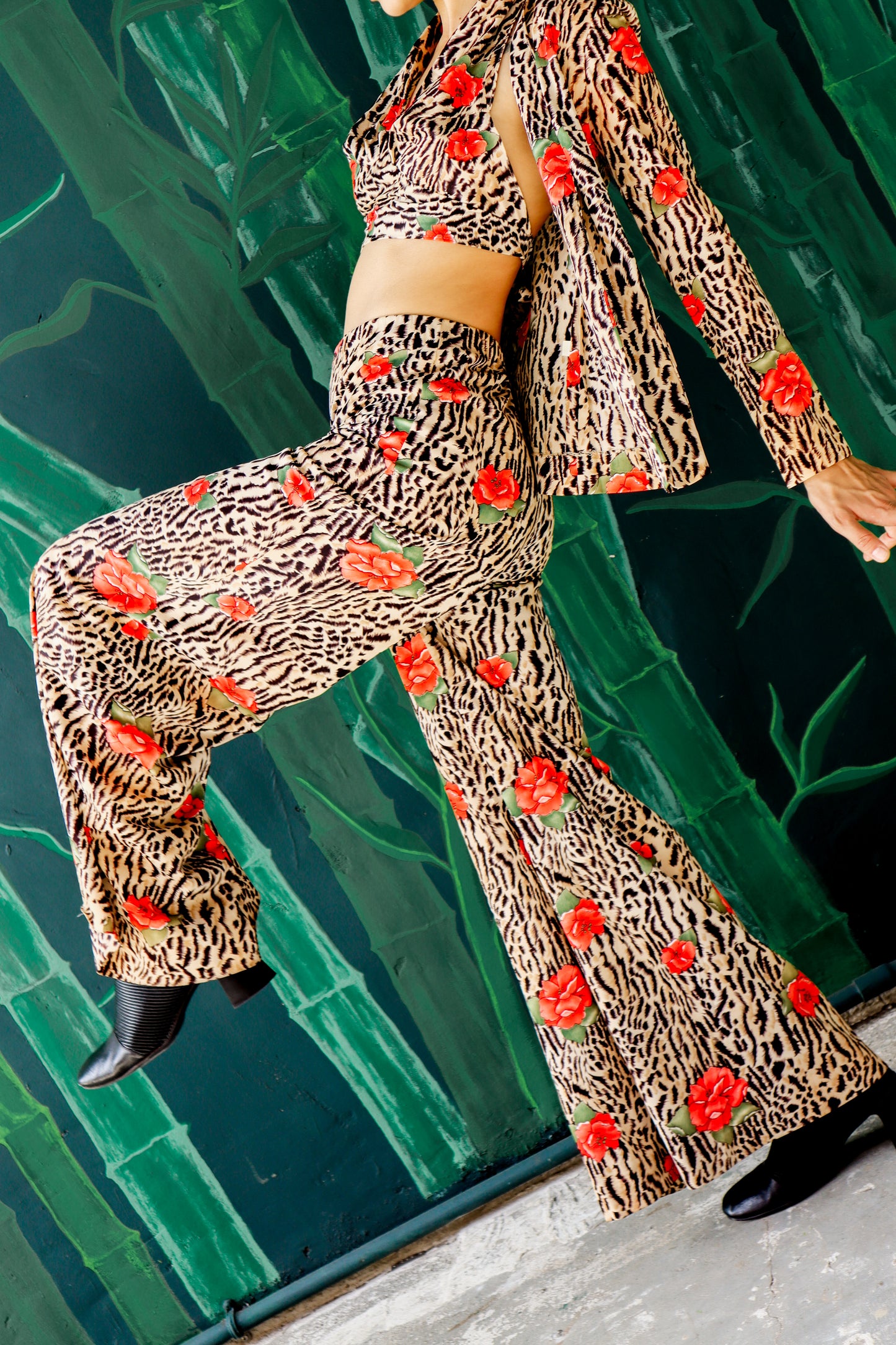 Animal Print and Floral Three Piece Set