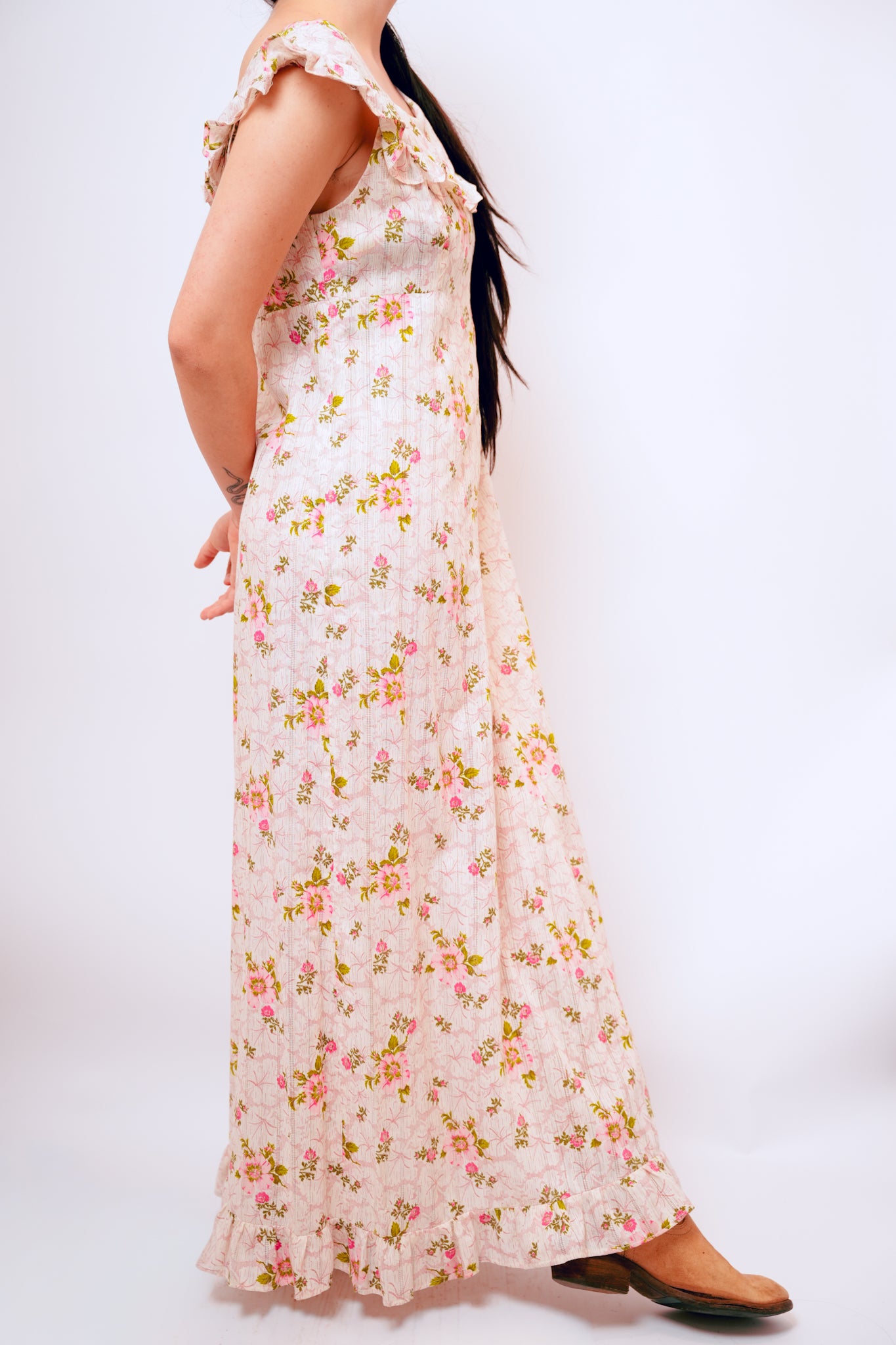 1960s Handmade Floral Prairie Dress