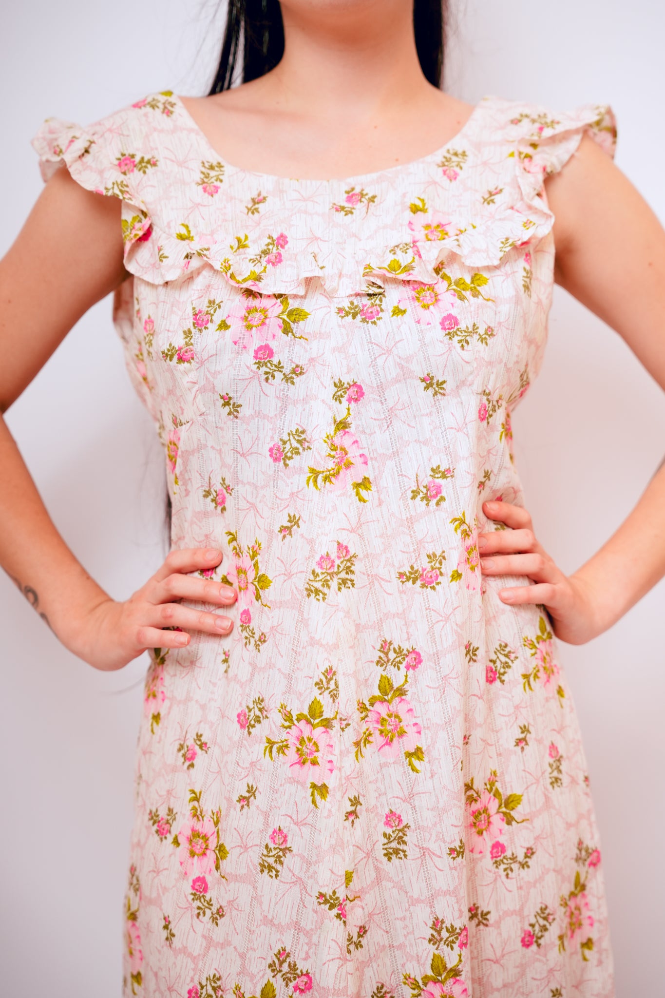 1960s Handmade Floral Prairie Dress