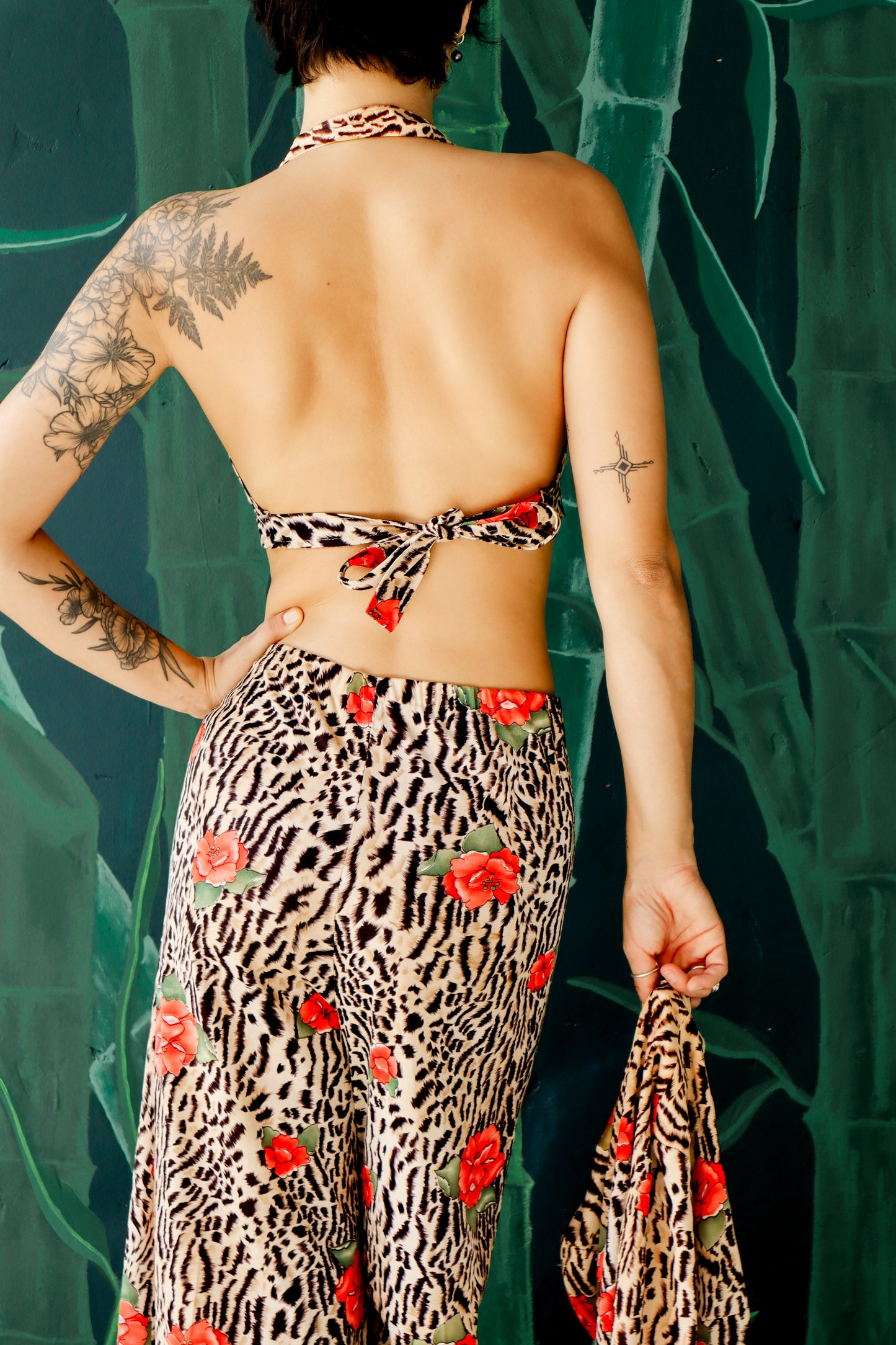 Animal Print and Floral Three Piece Set