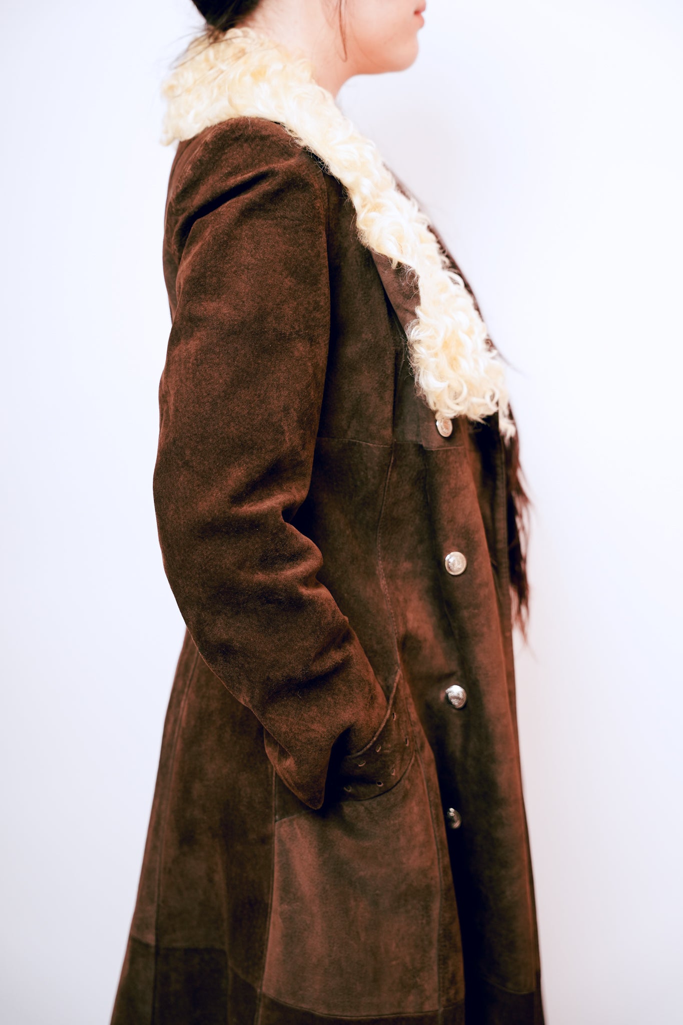 1960s Dark Brown Suede Full Penny Lane Coat