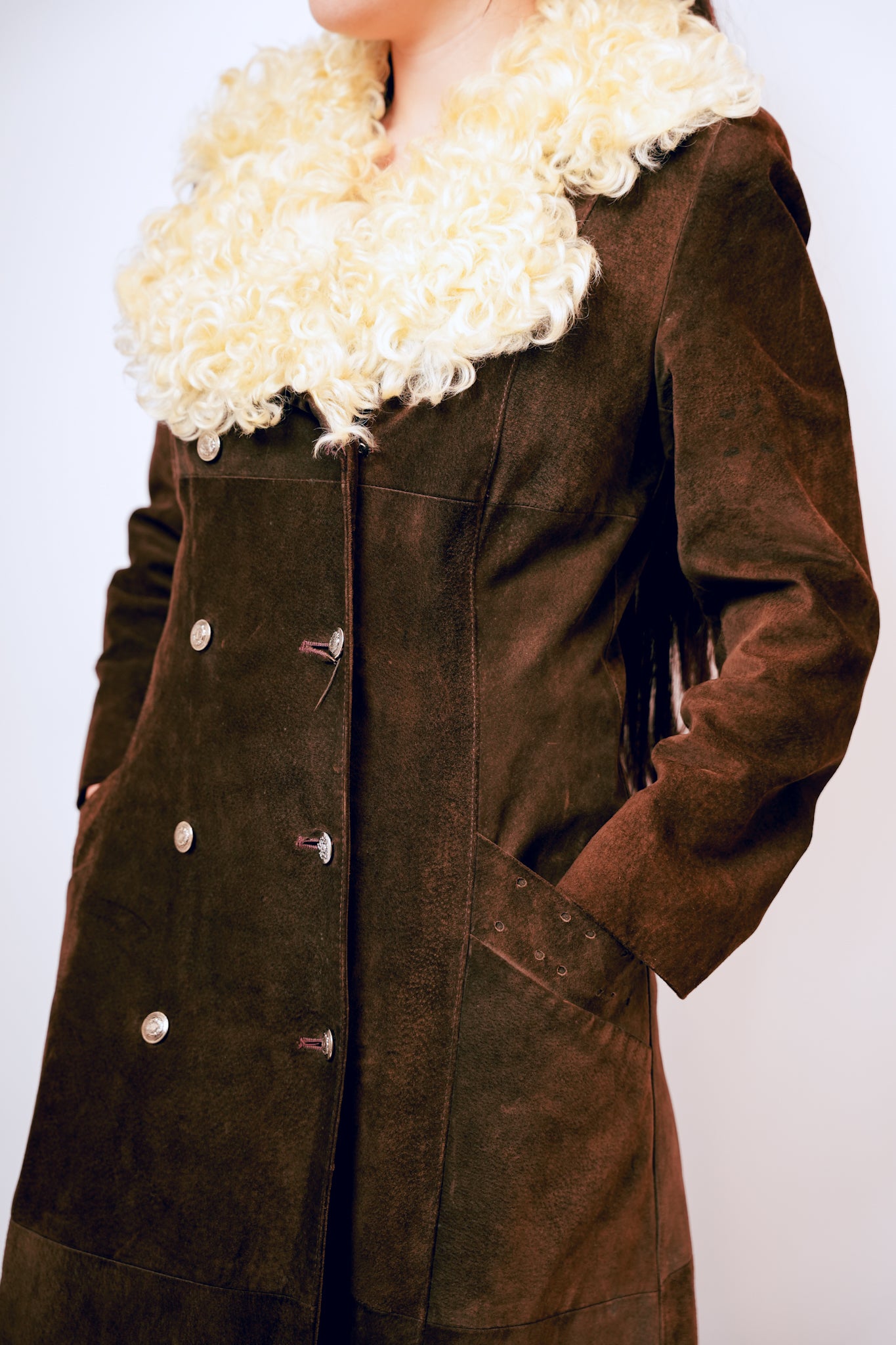 1960s Dark Brown Suede Full Penny Lane Coat