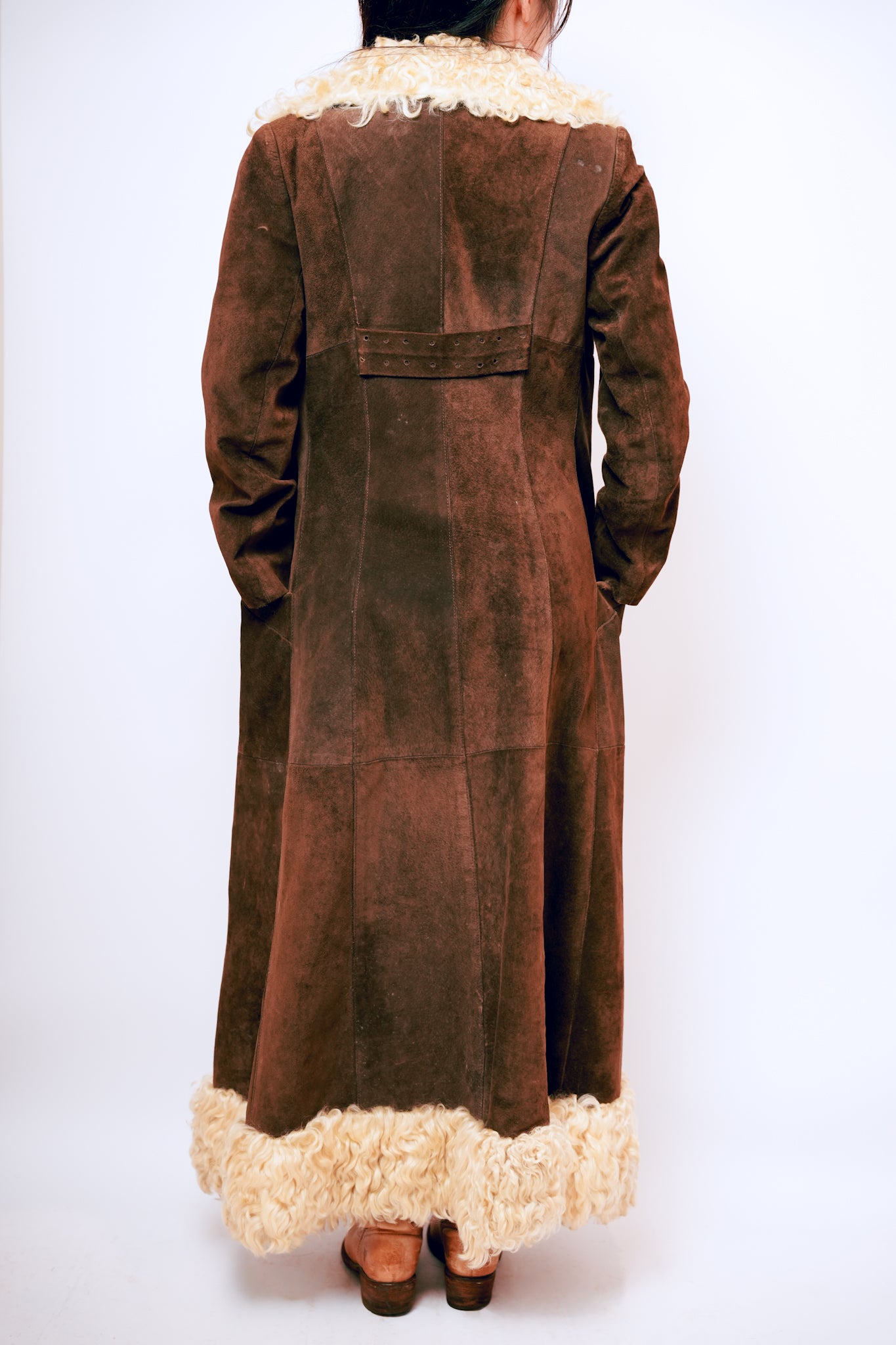 1960s Dark Brown Suede Full Penny Lane Coat
