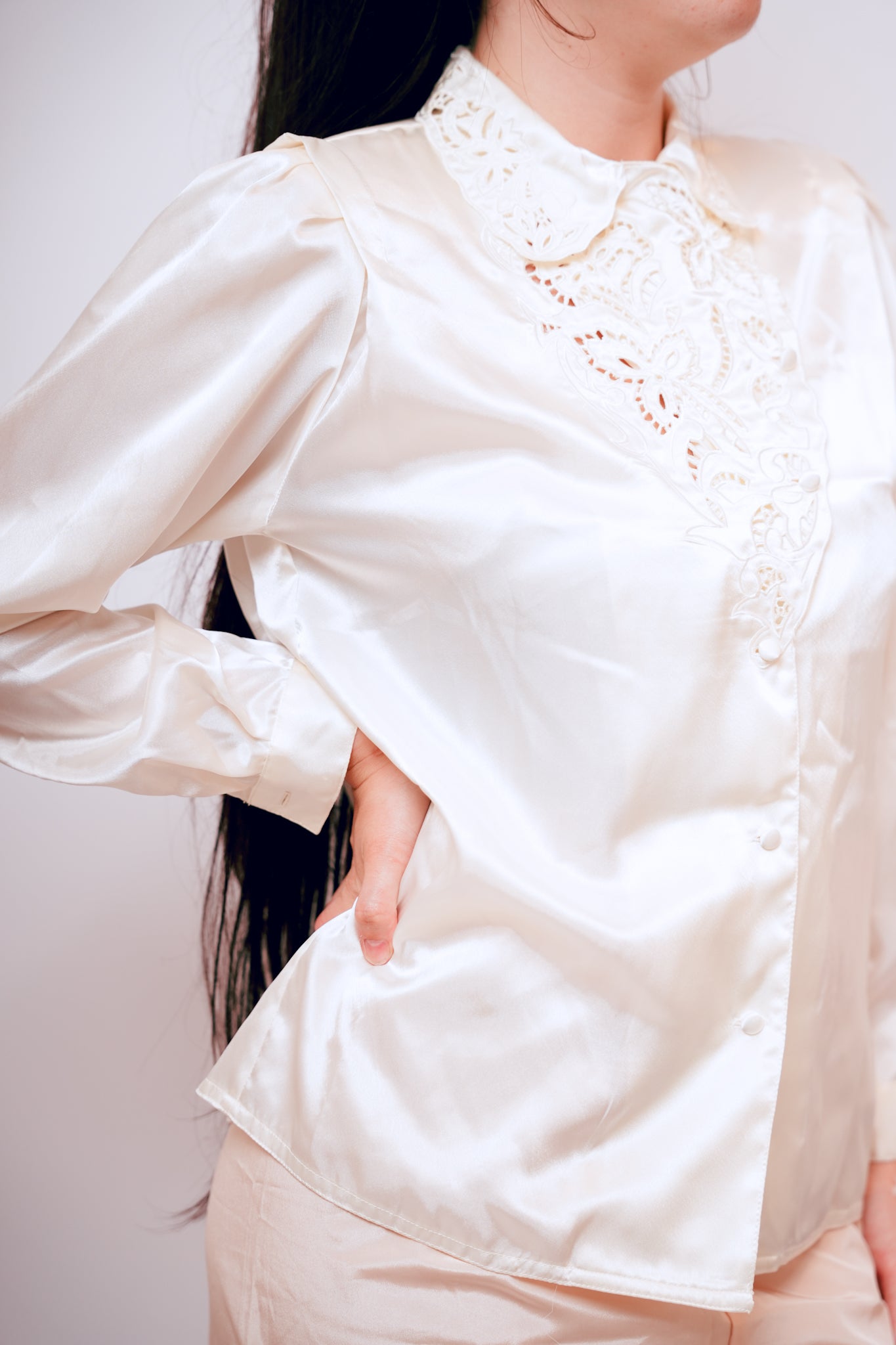 1980s Positively Petite White Blouse