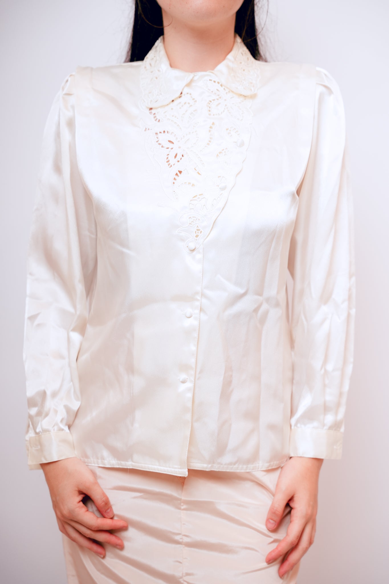 1980s Positively Petite White Blouse