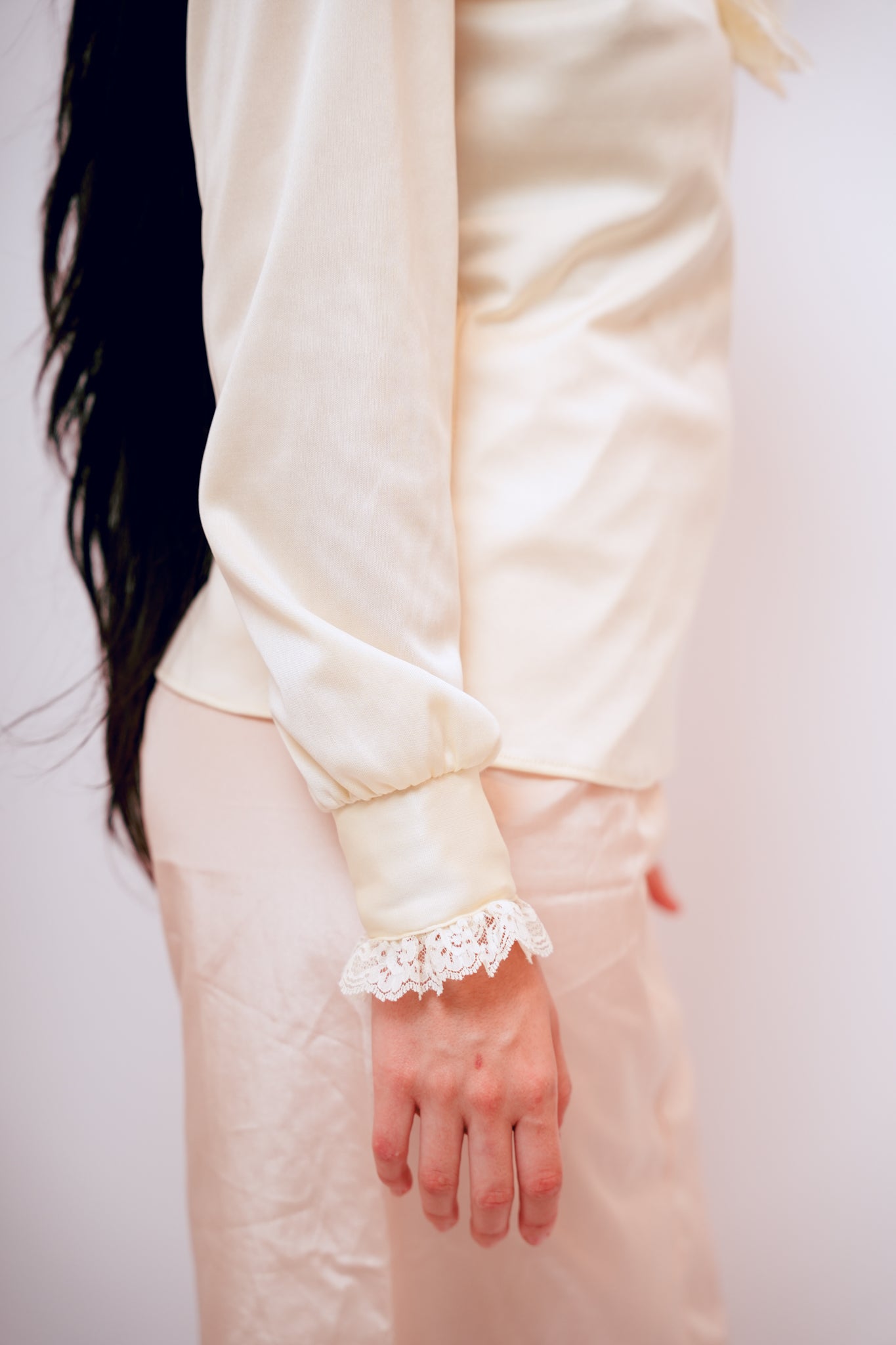 Vintage Cream Lace High Neck Blouse