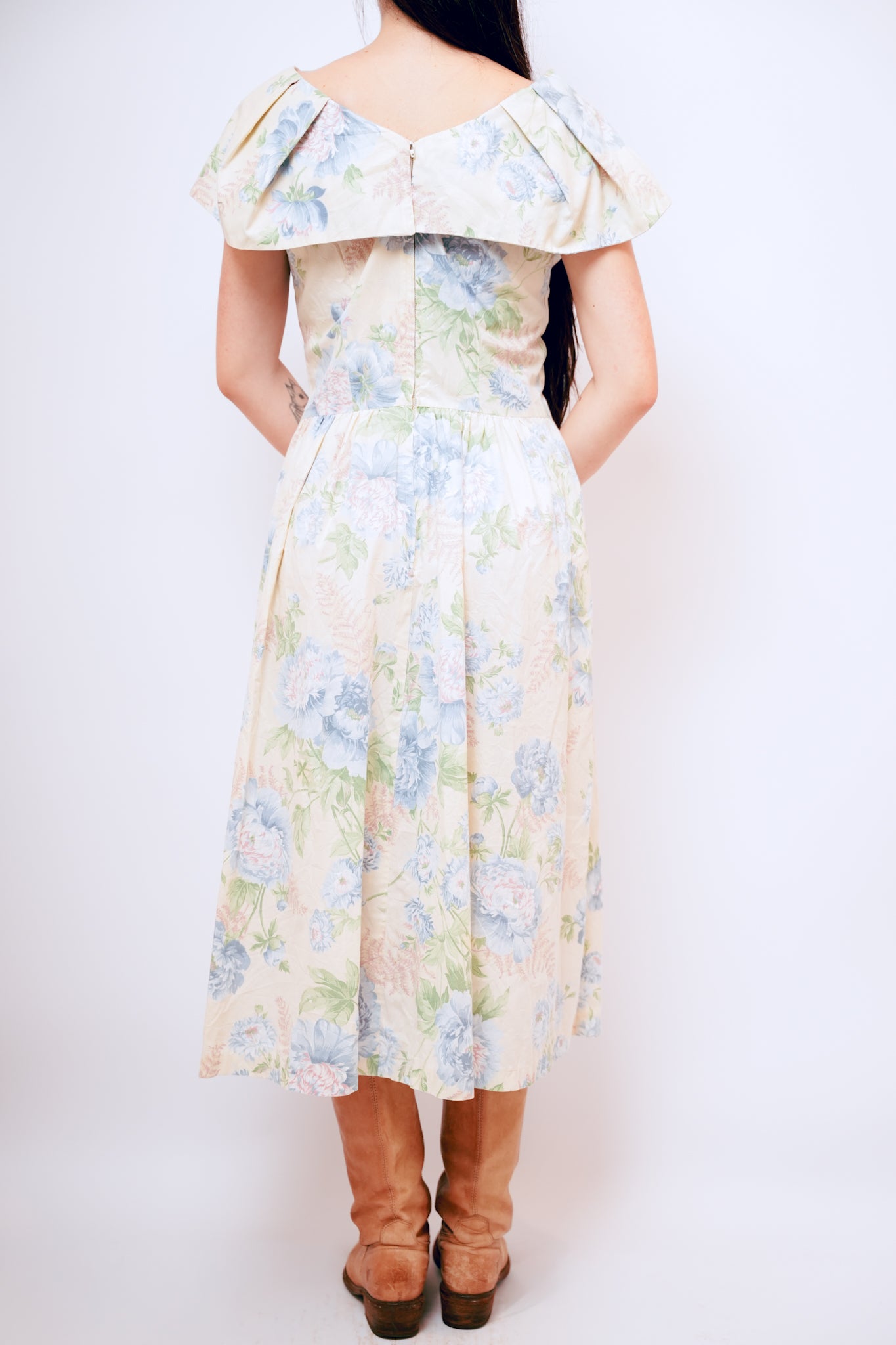 1960s Cotton Floral Midi Dress