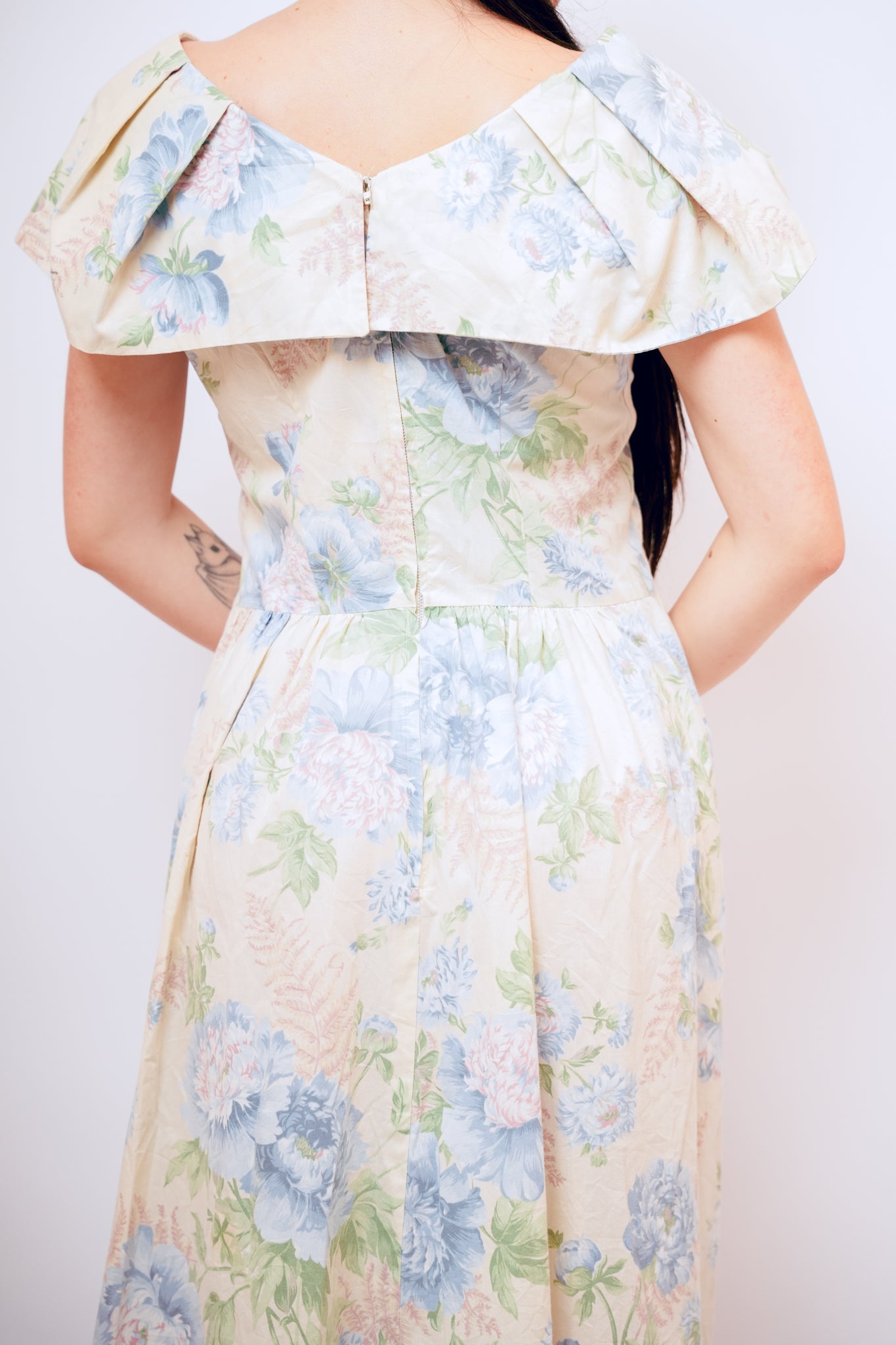 1960s Cotton Floral Midi Dress