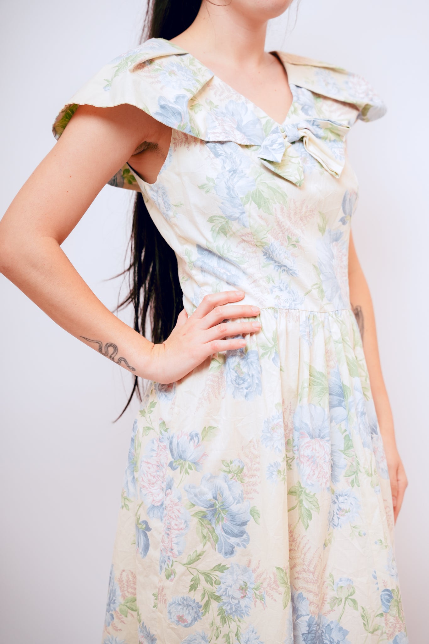 1960s Cotton Floral Midi Dress