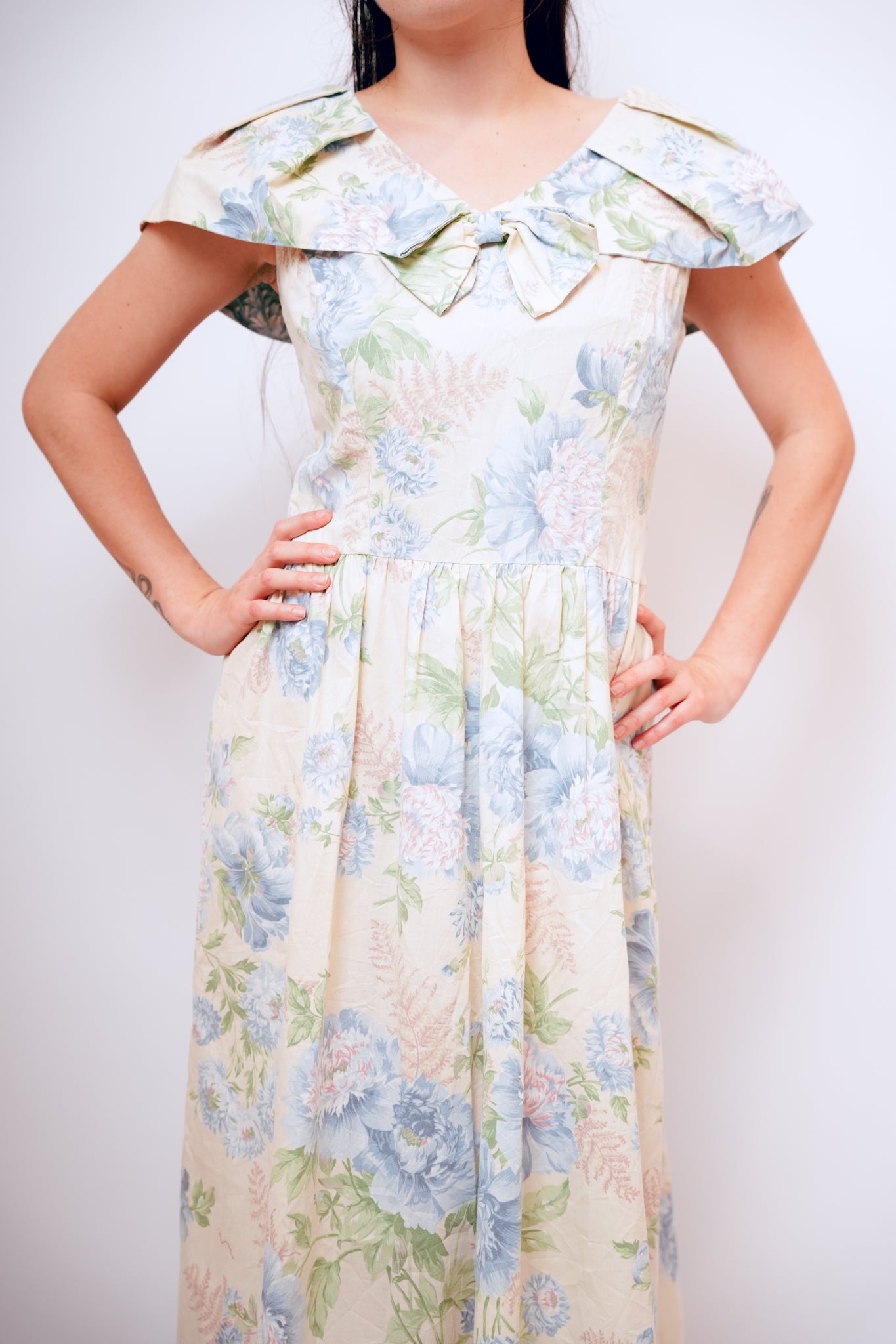 1960s Cotton Floral Midi Dress