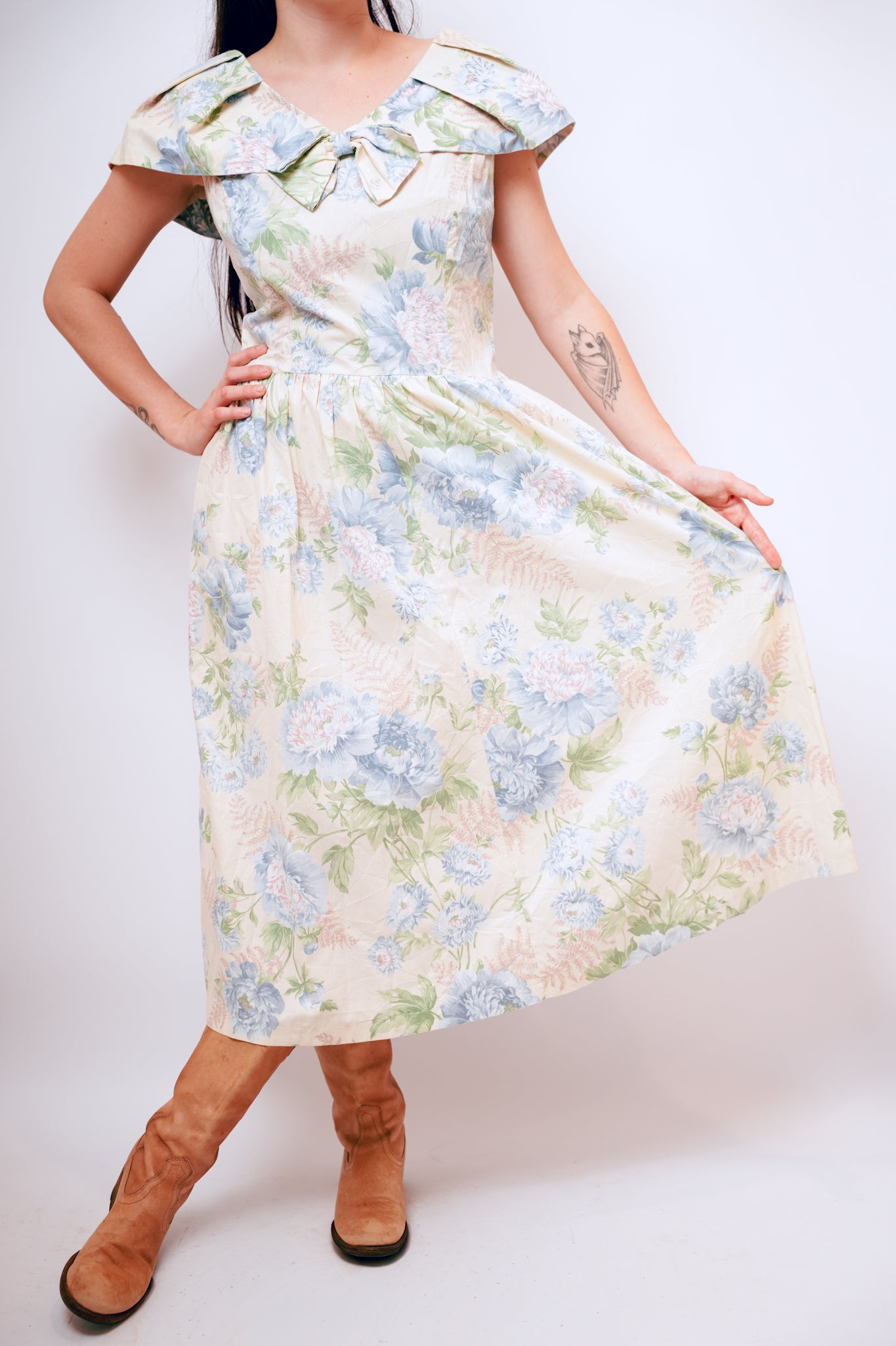 1960s Cotton Floral Midi Dress