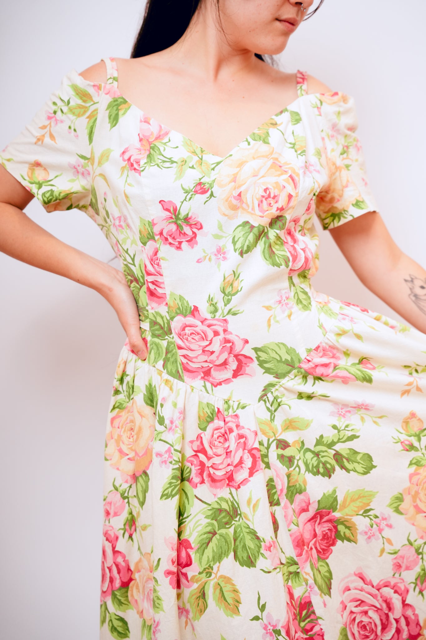 1980's Expo Off the Shoulder Dress