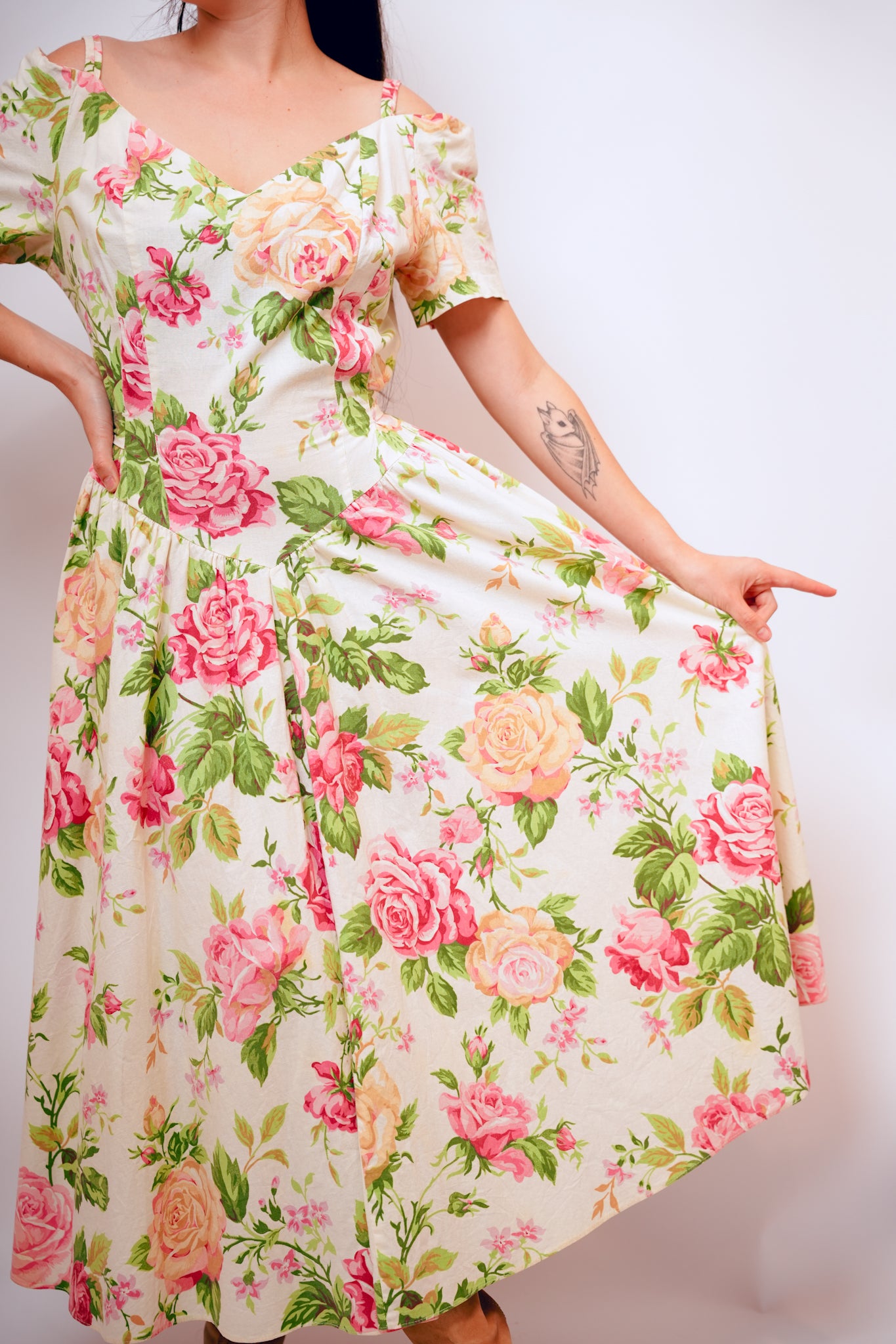 1980's Expo Off the Shoulder Dress