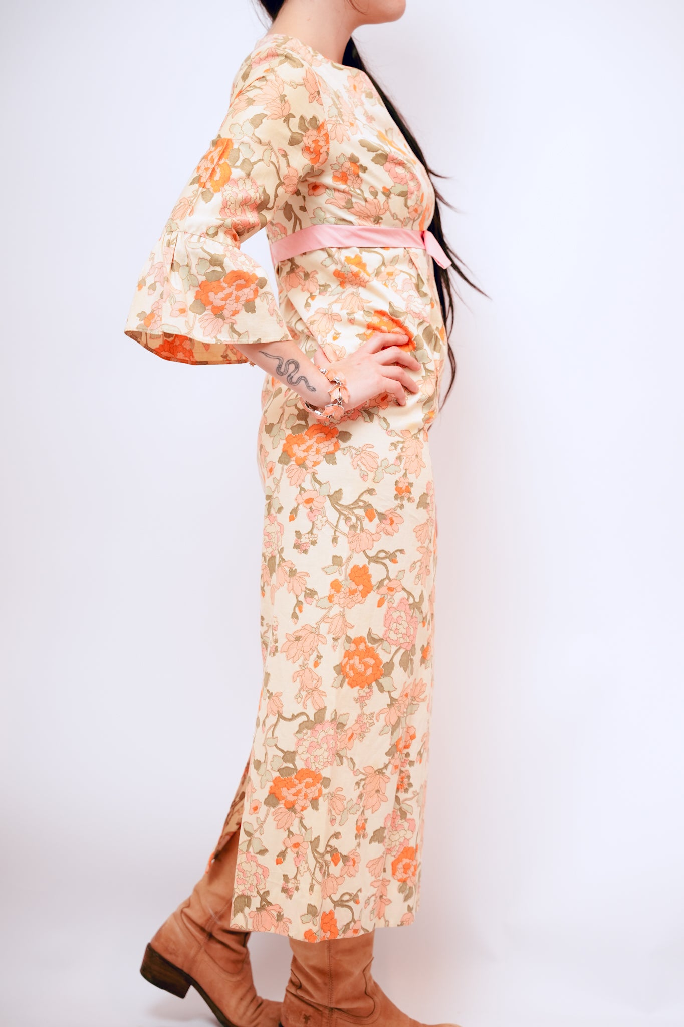 1960s Handmade Floral Prairie Dress