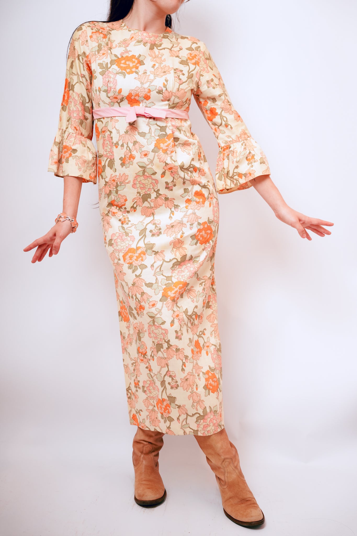 1960s Handmade Floral Prairie Dress