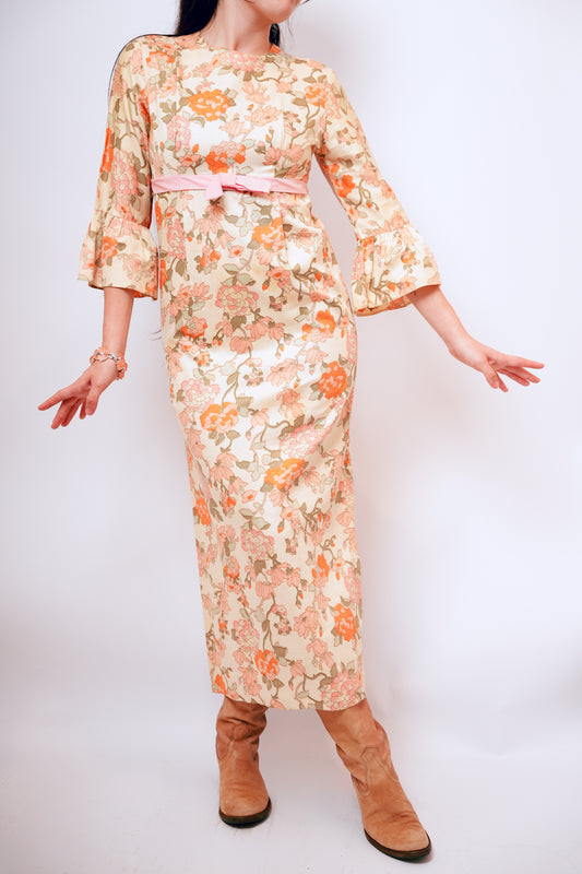 1960s Handmade Floral Prairie Dress