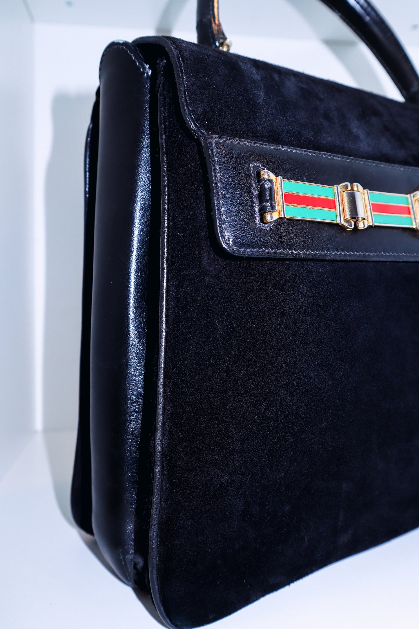 1970's Gucci Velvet Clasp Handbag