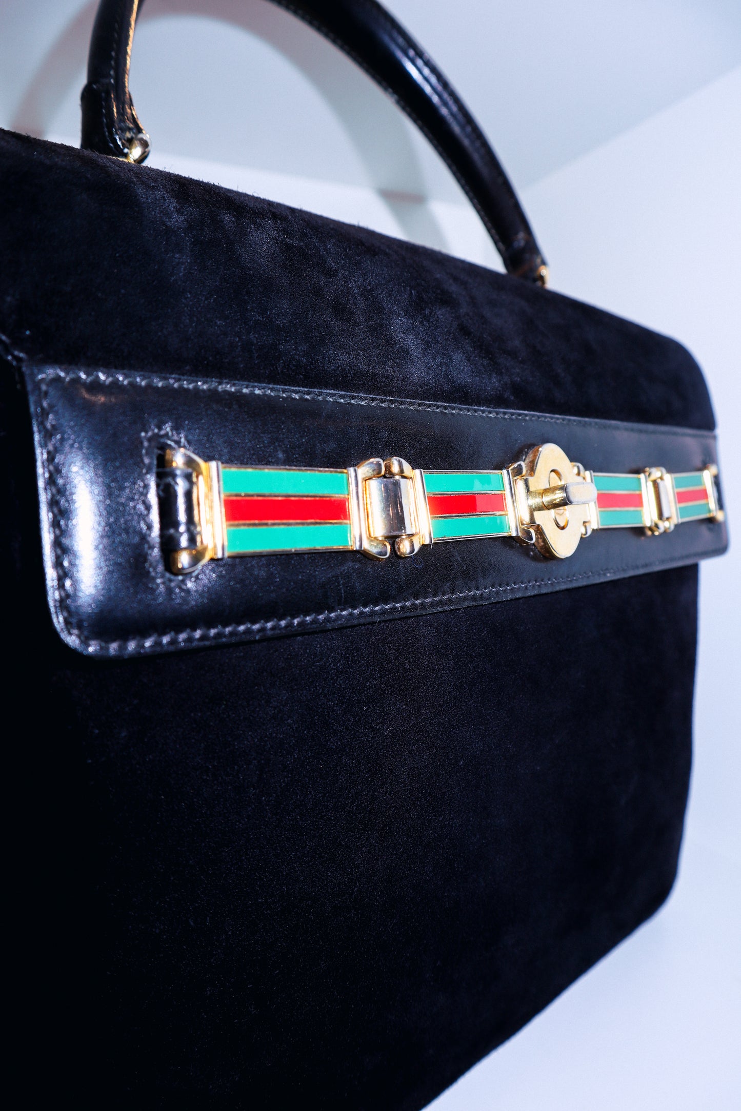 1970's Gucci Velvet Clasp Handbag