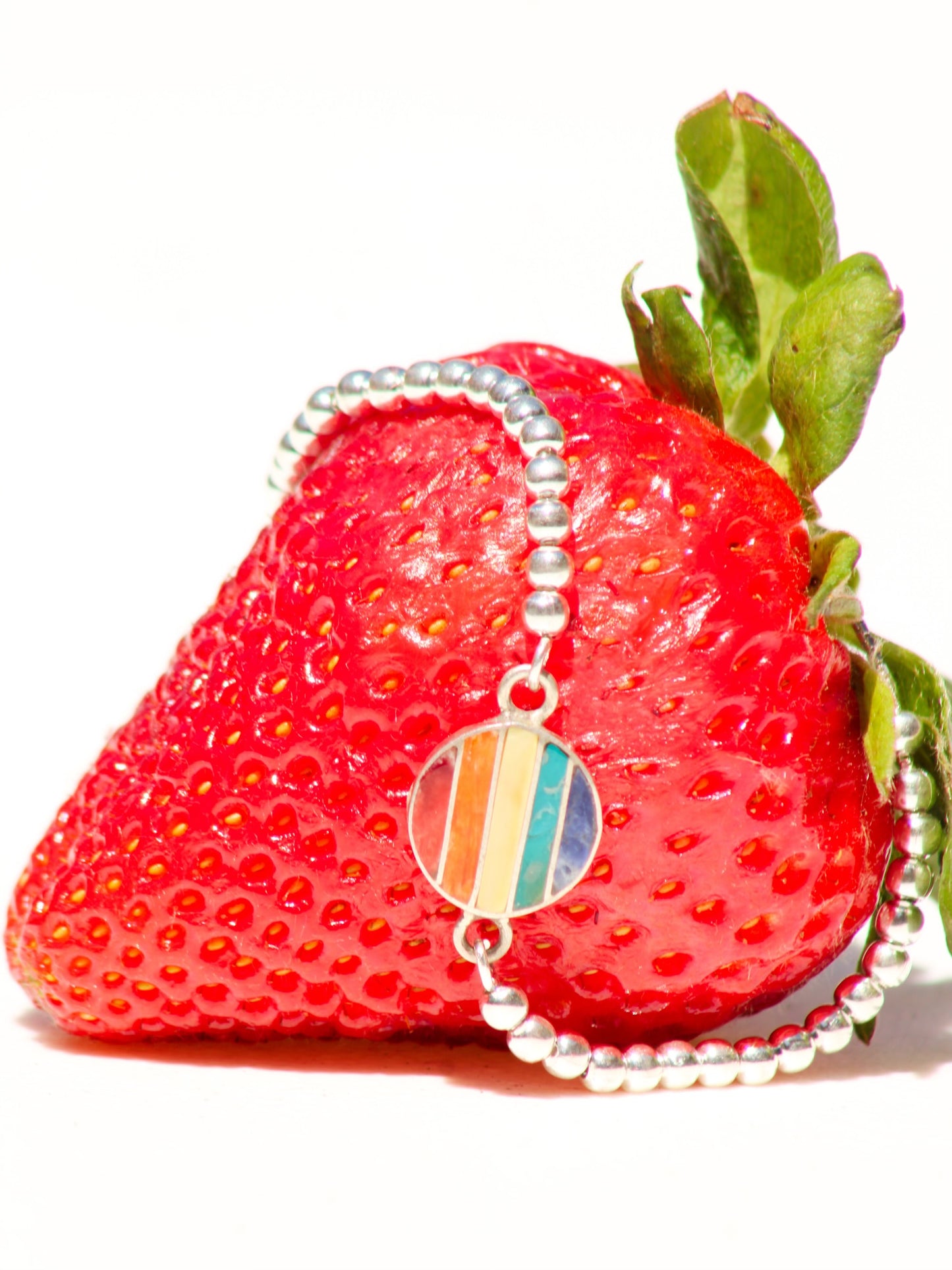 Adjustable Sterling Silver & Rainbow Bracelet