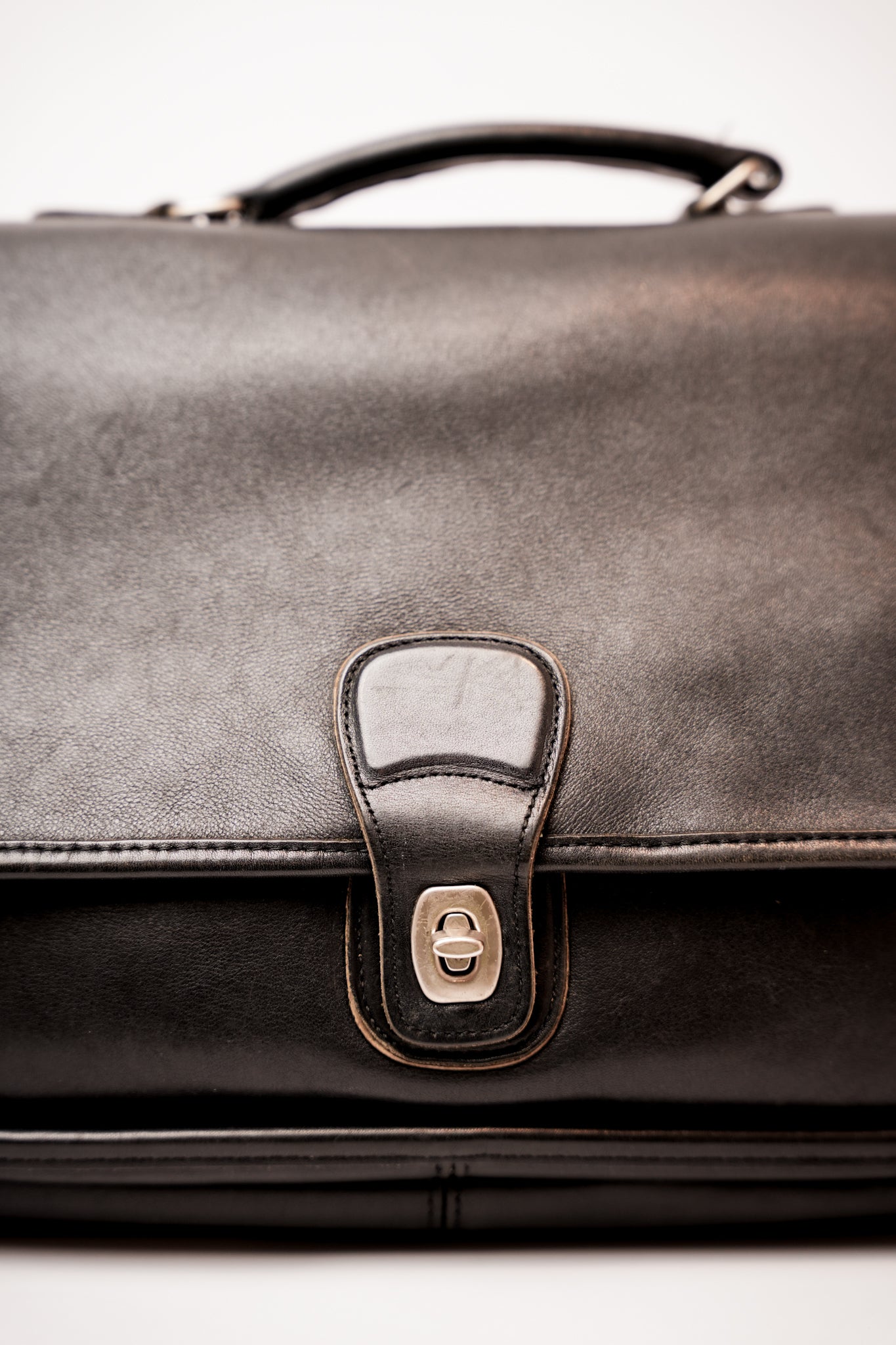 1980’s Coach Black Leather Messenger Briefcase - Silver-Tone Hardware