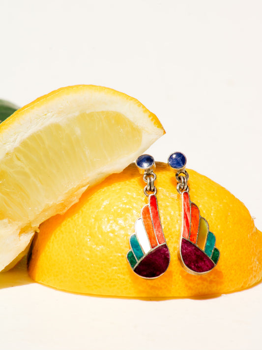 Rainbow Feather Earrings