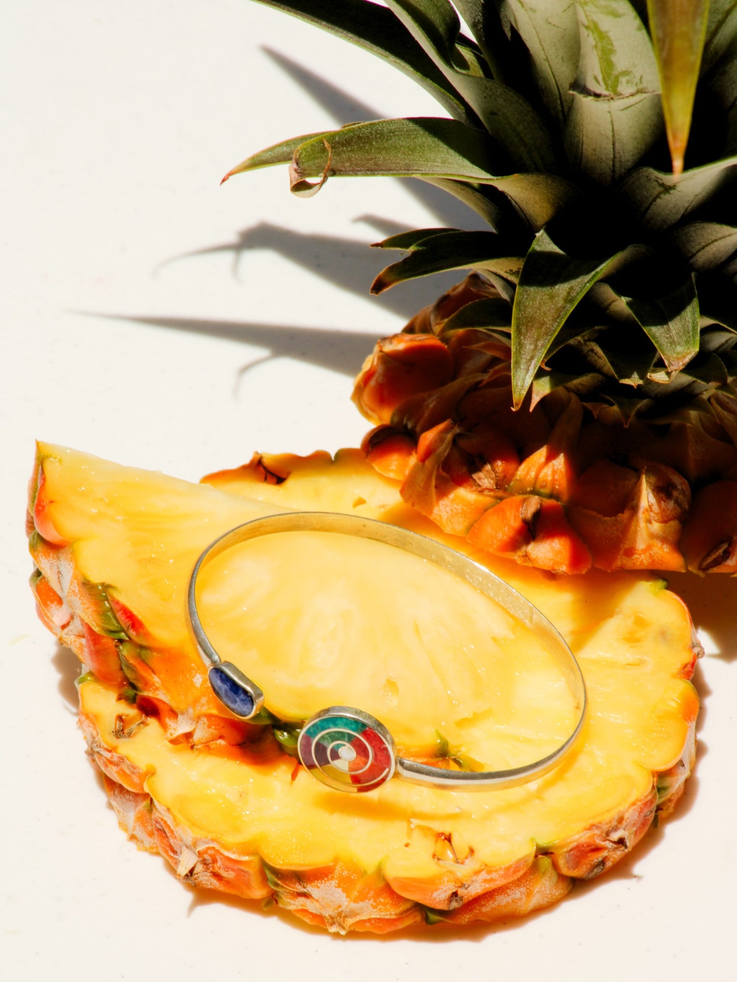 Rainbow & Sterling Silver Spiral Cuff