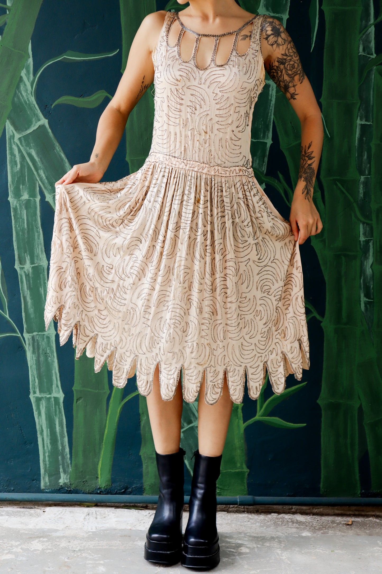 1920s Beaded Baby Pink Dress