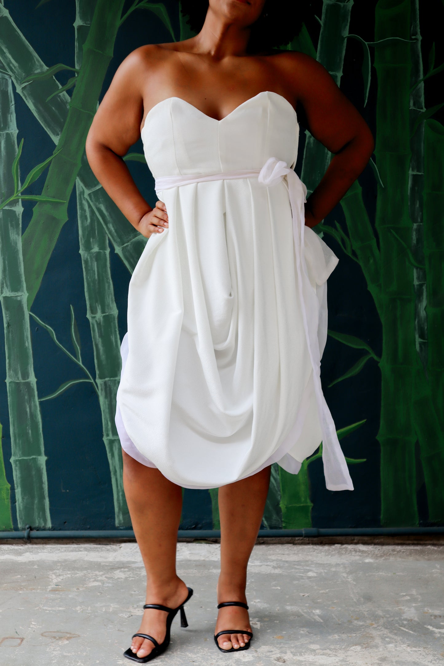 Handmade White Strapless Wrap Dress by Caramiya