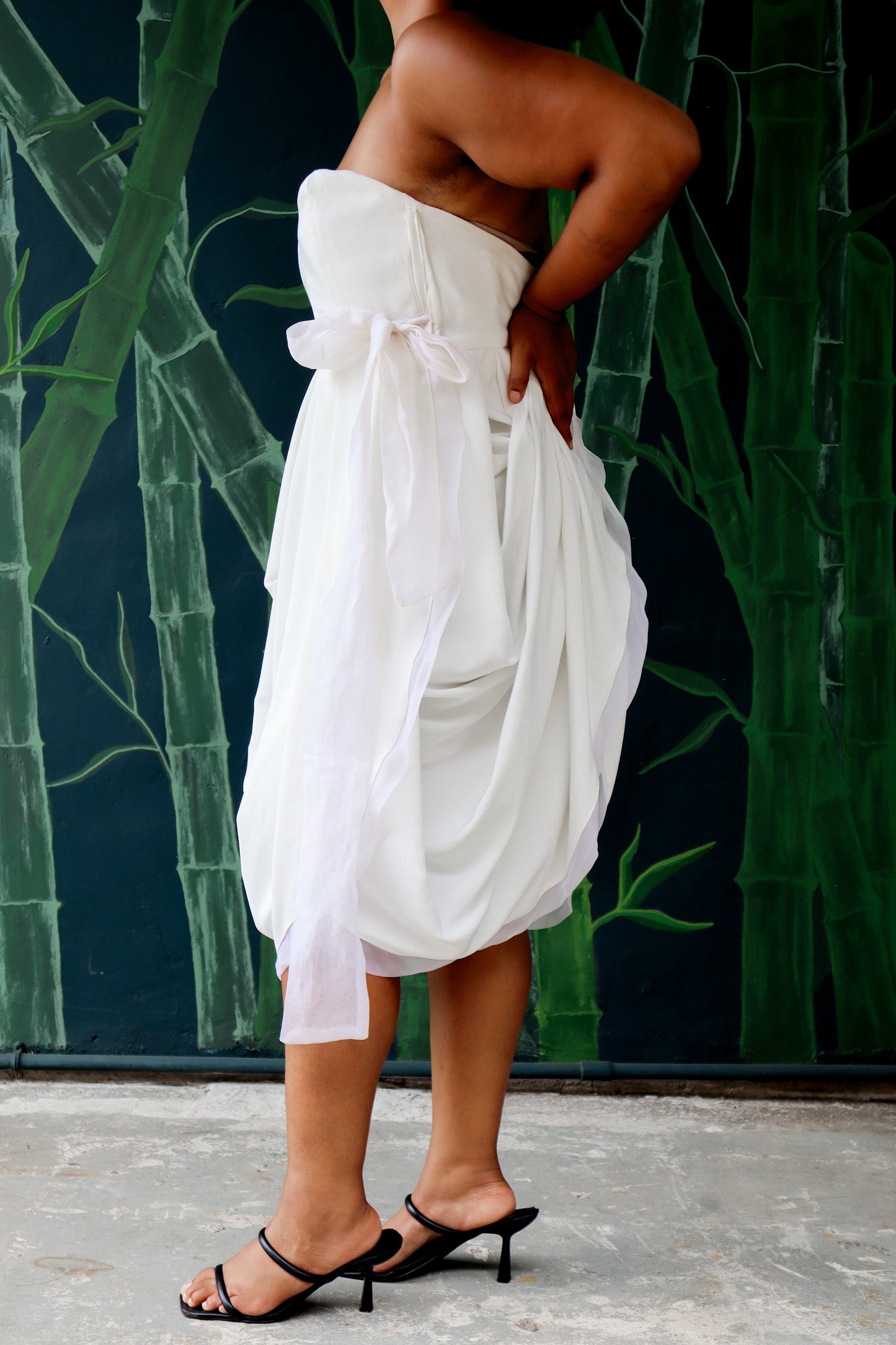 Handmade White Strapless Wrap Dress by Caramiya