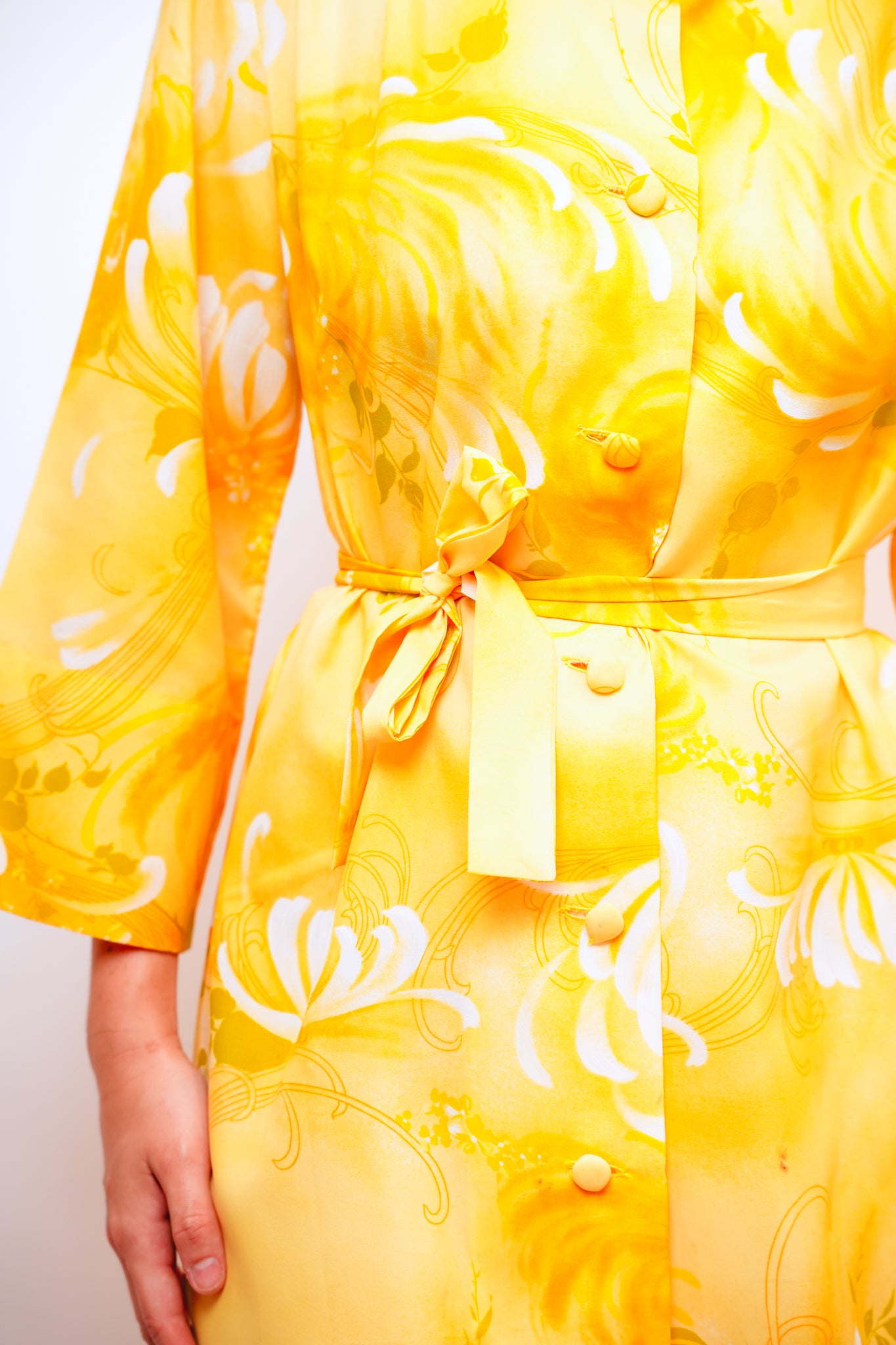 1950s Hilo Hattie Yellow Button Dress