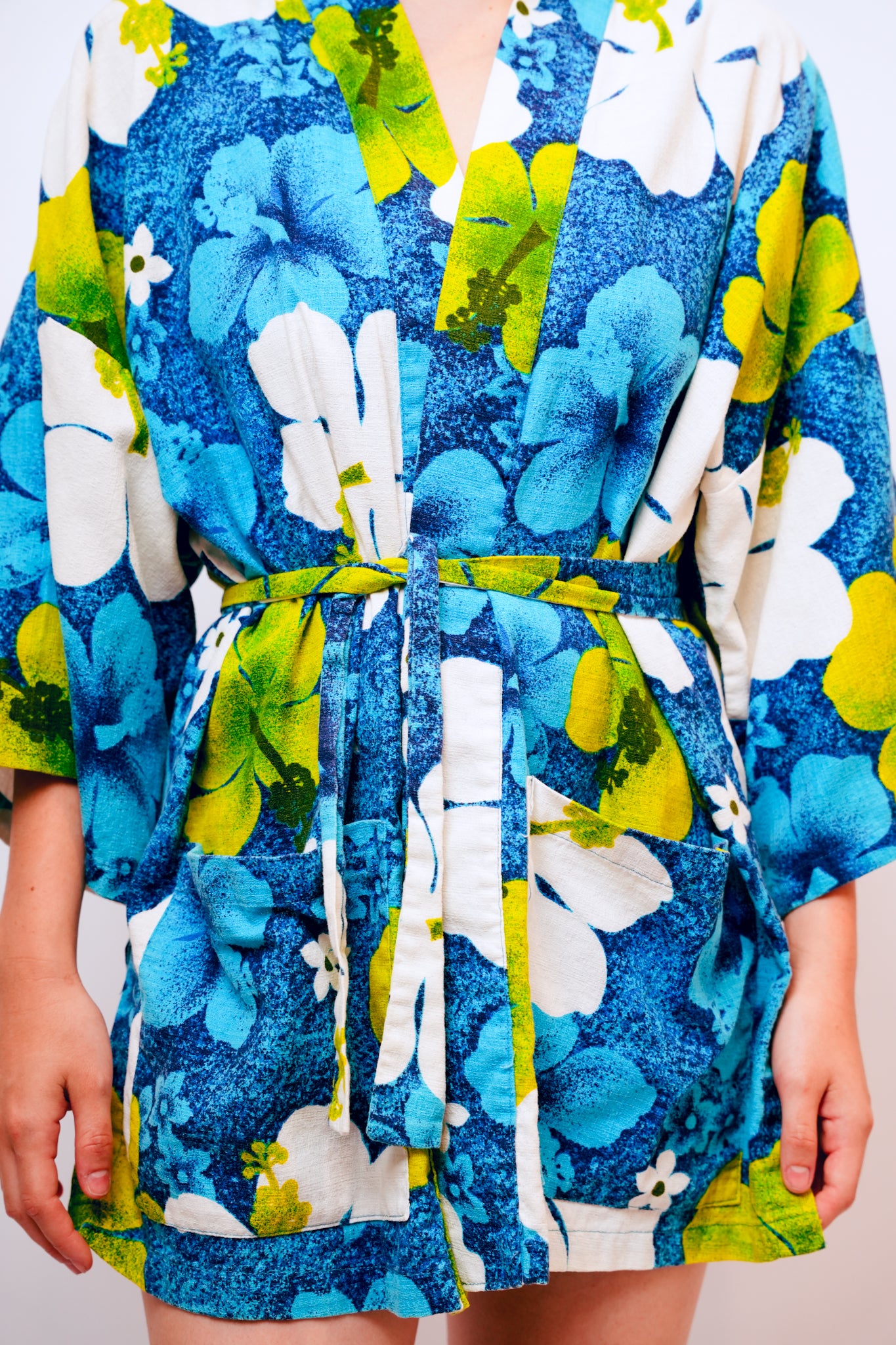 1970s Blue and Green Hawaiian Kimono