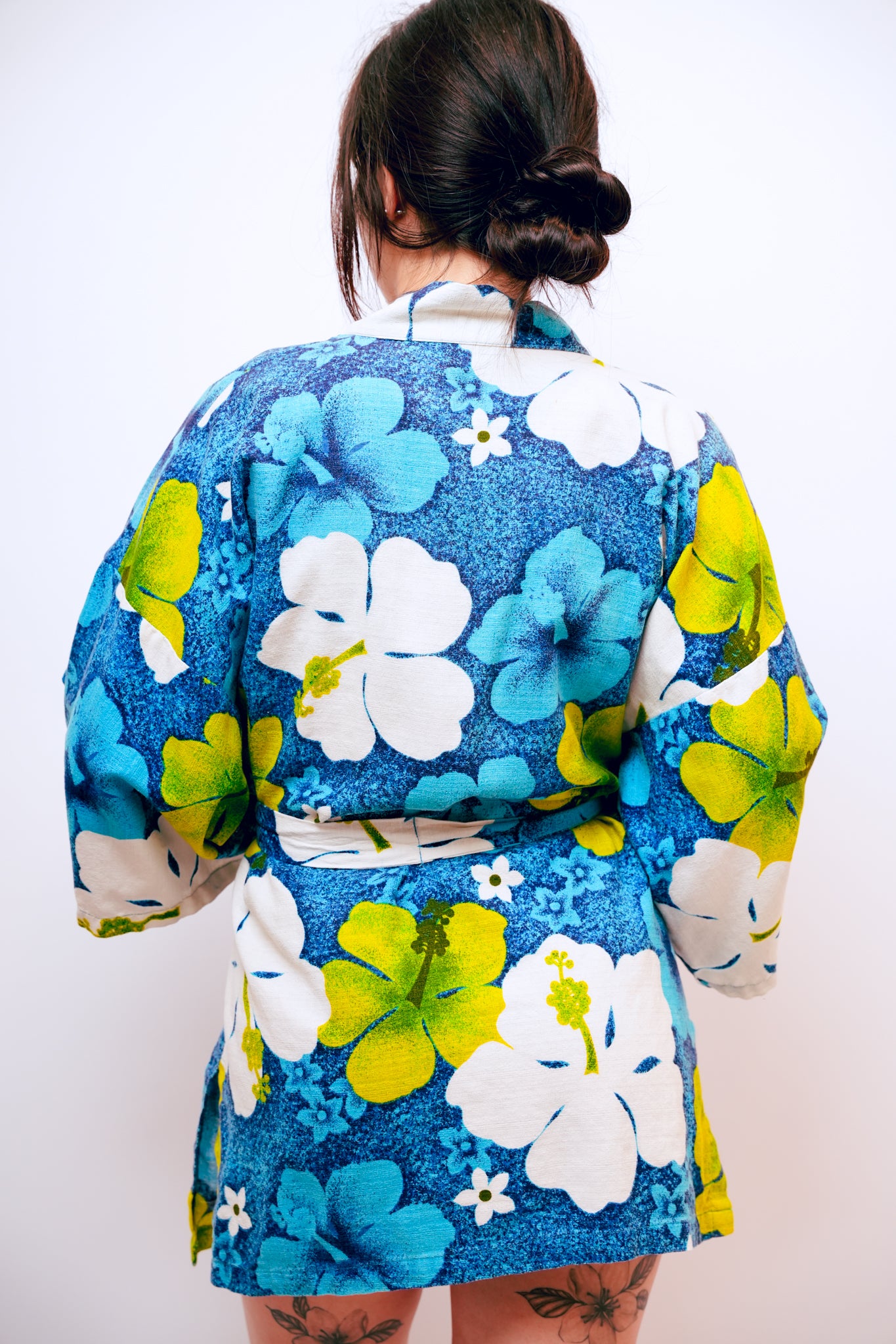 1970s Blue and Green Hawaiian Kimono
