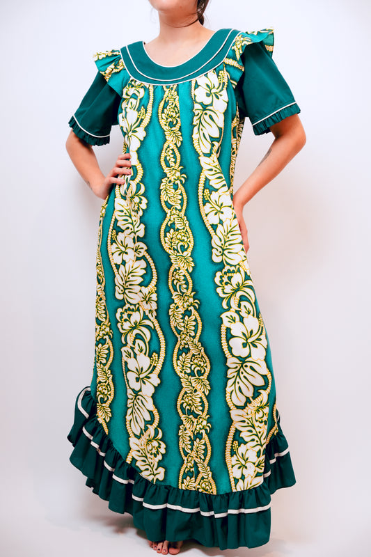 1970s Made in Hawaii Teal Mu'umu'u