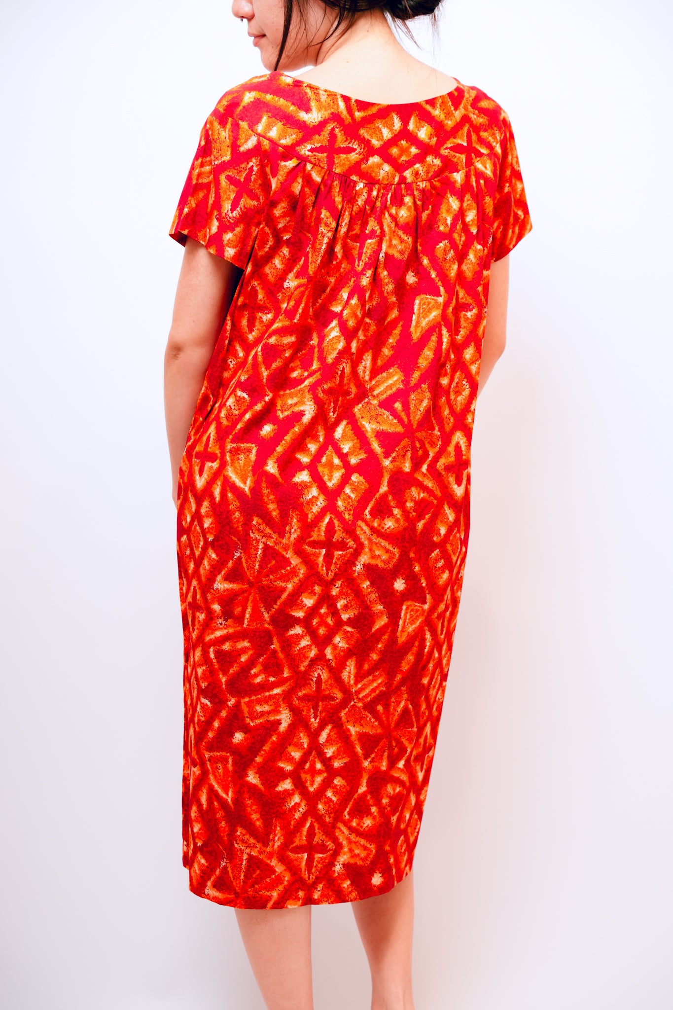 1960s Red and Orange Midi Mu'umu'u