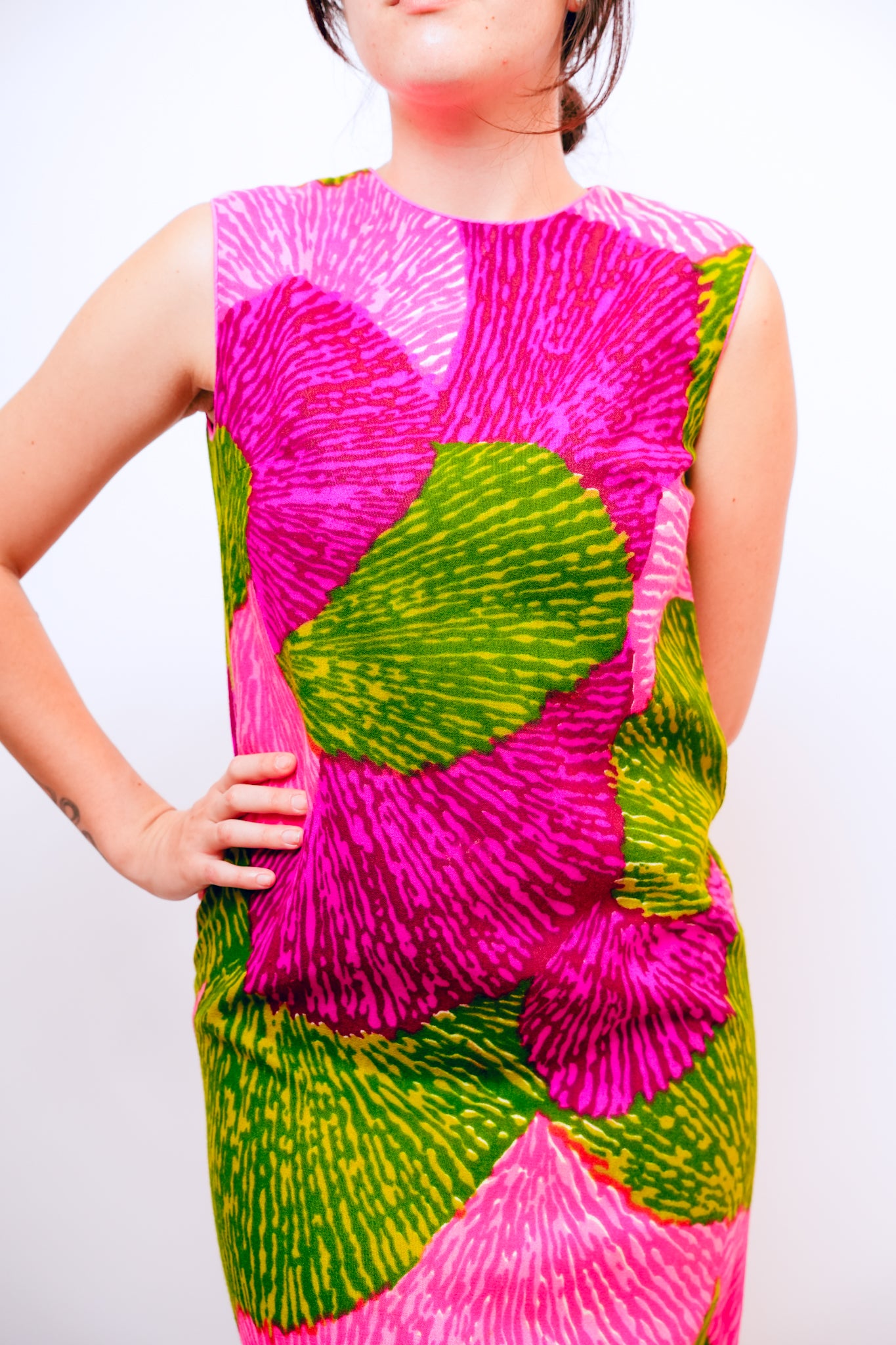 1970s Pink and Green Mu'umu'u