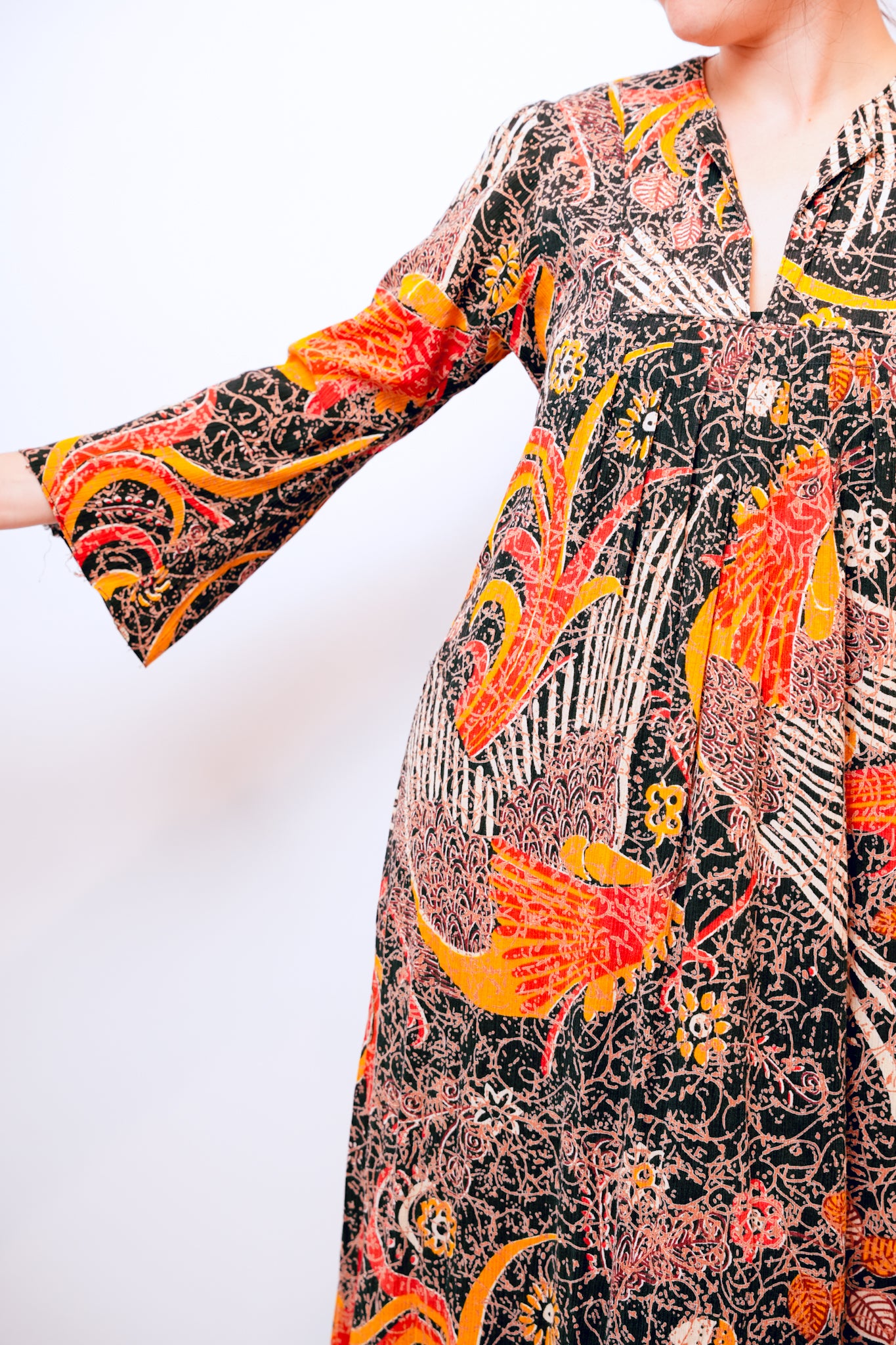 1970s Liberty House Sleeved Maxi Dress