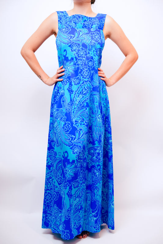 1960s Two Tone Blue Mu'umu'u