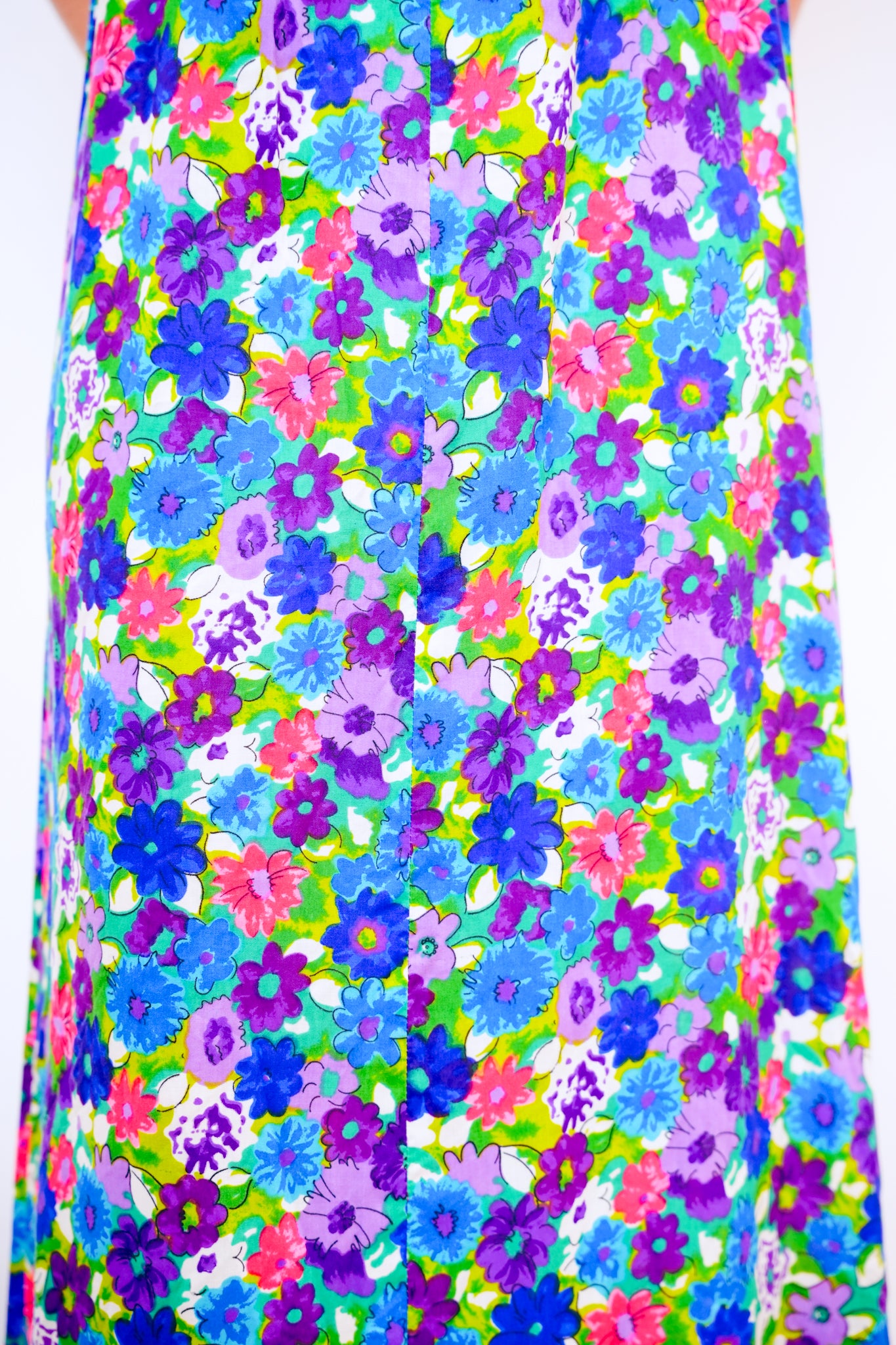 1970s Cotton Floral Print Aloha Dress