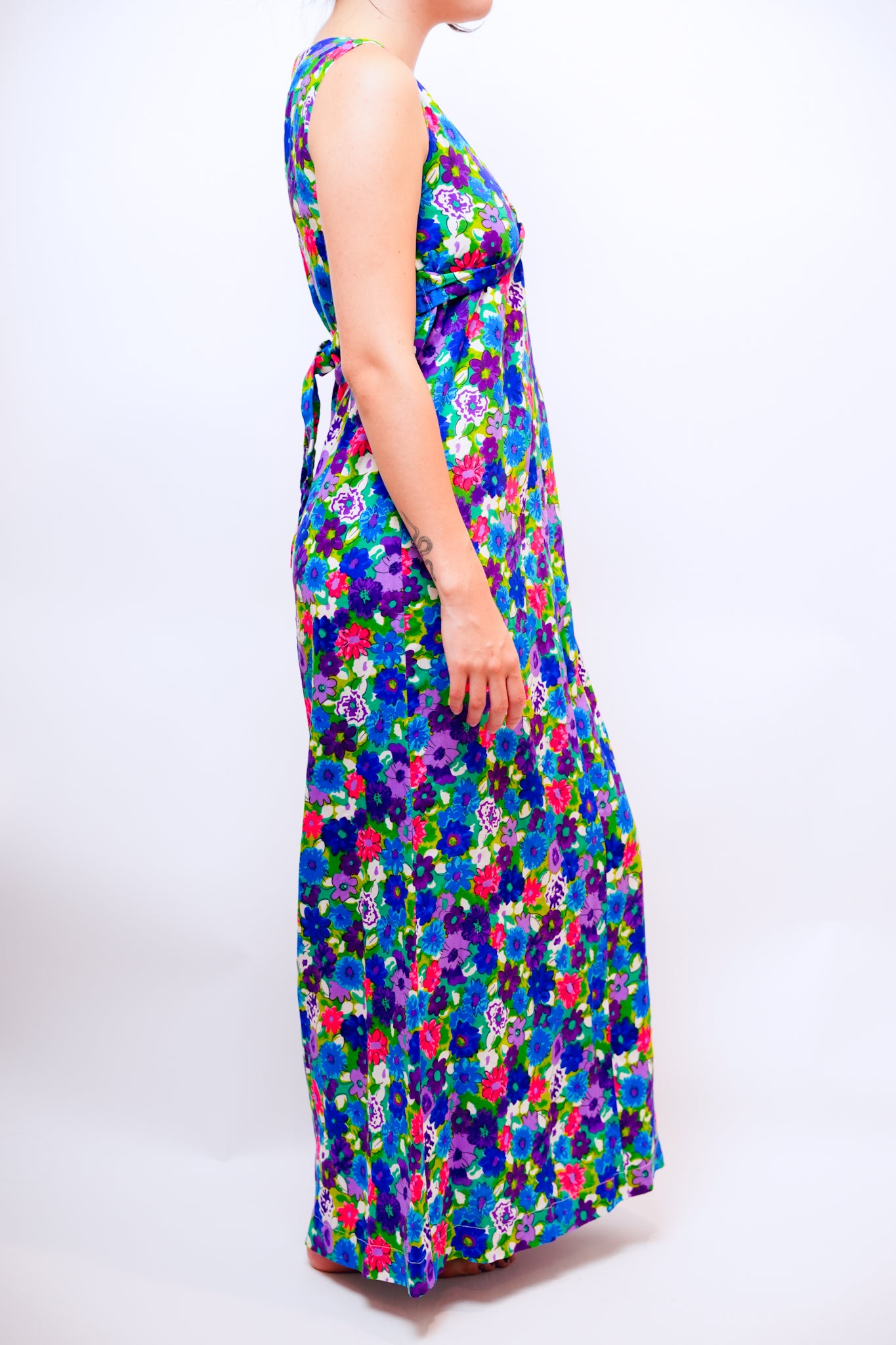 1970s Cotton Floral Print Aloha Dress