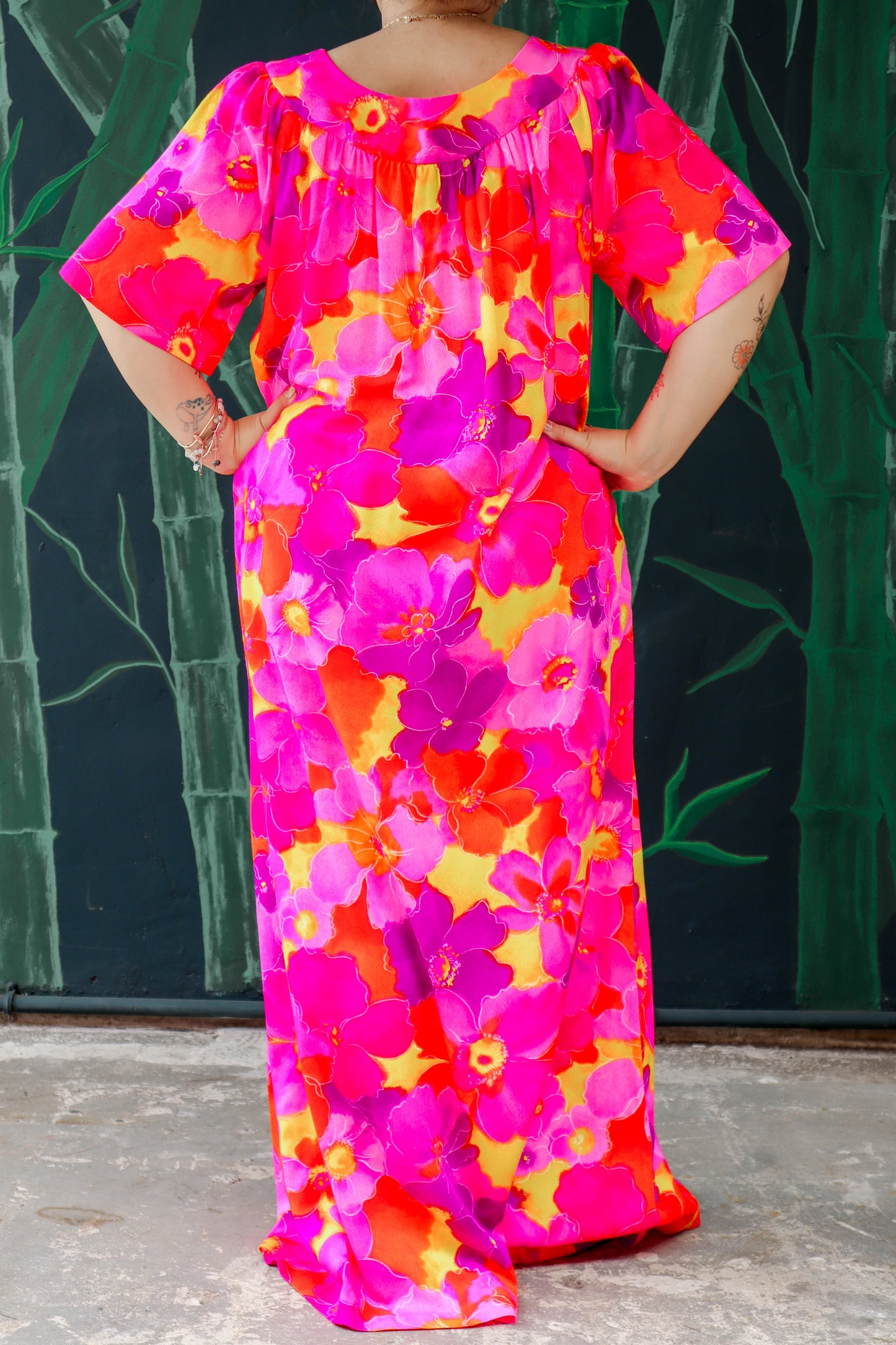 Vintage Neon Flower Muumuu