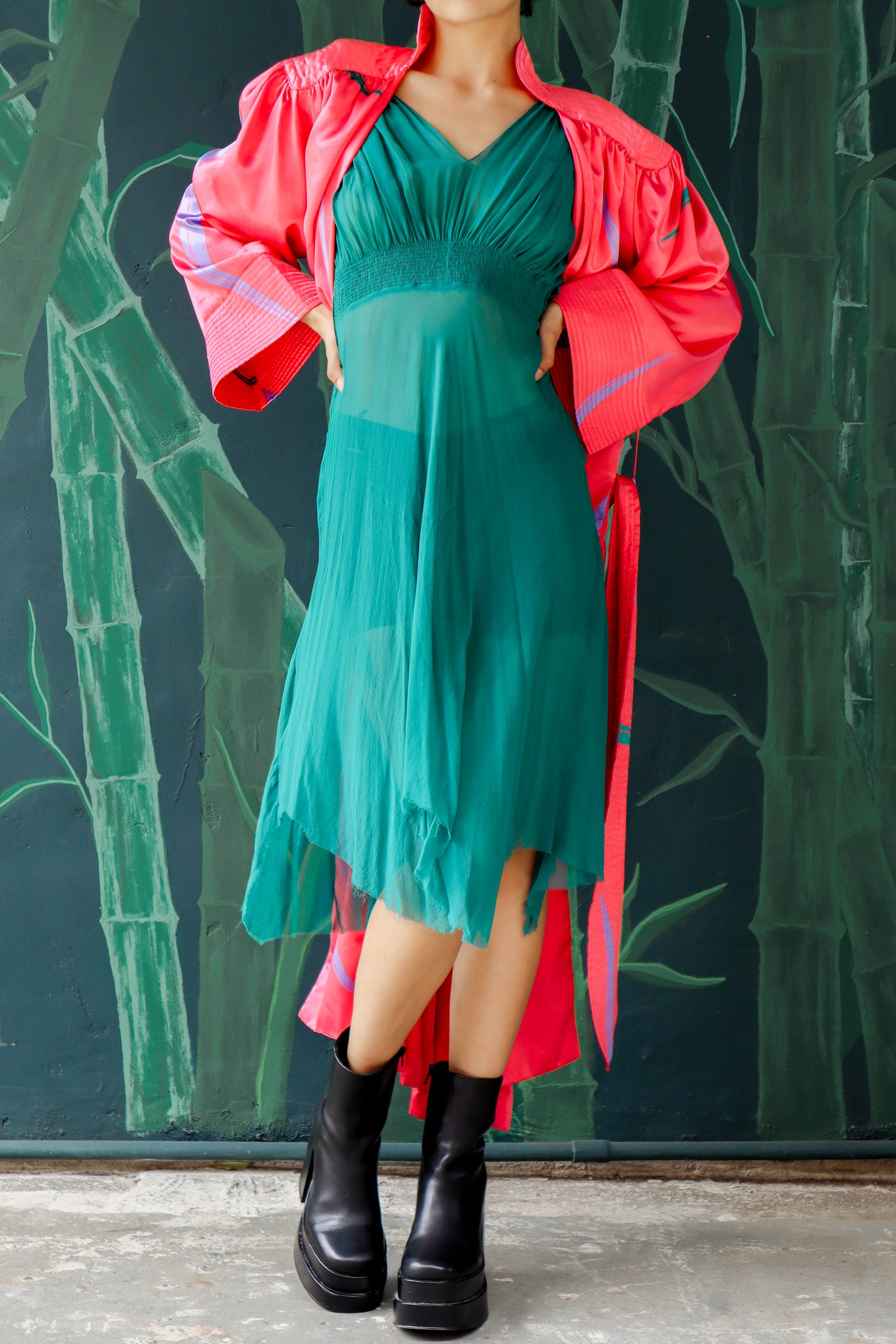 Vintage Teal Chiffon Dress
