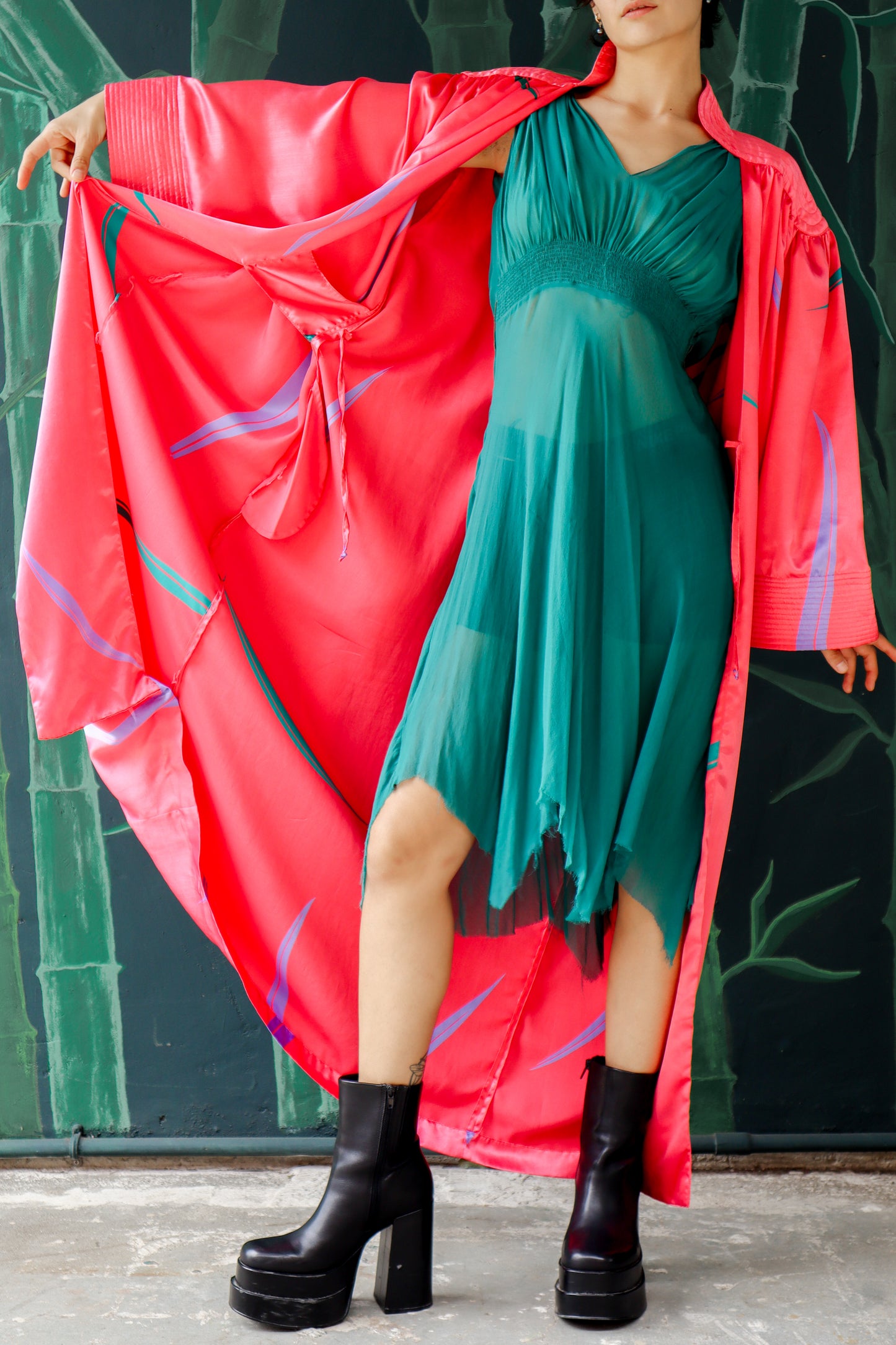 Vintage Teal Chiffon Dress