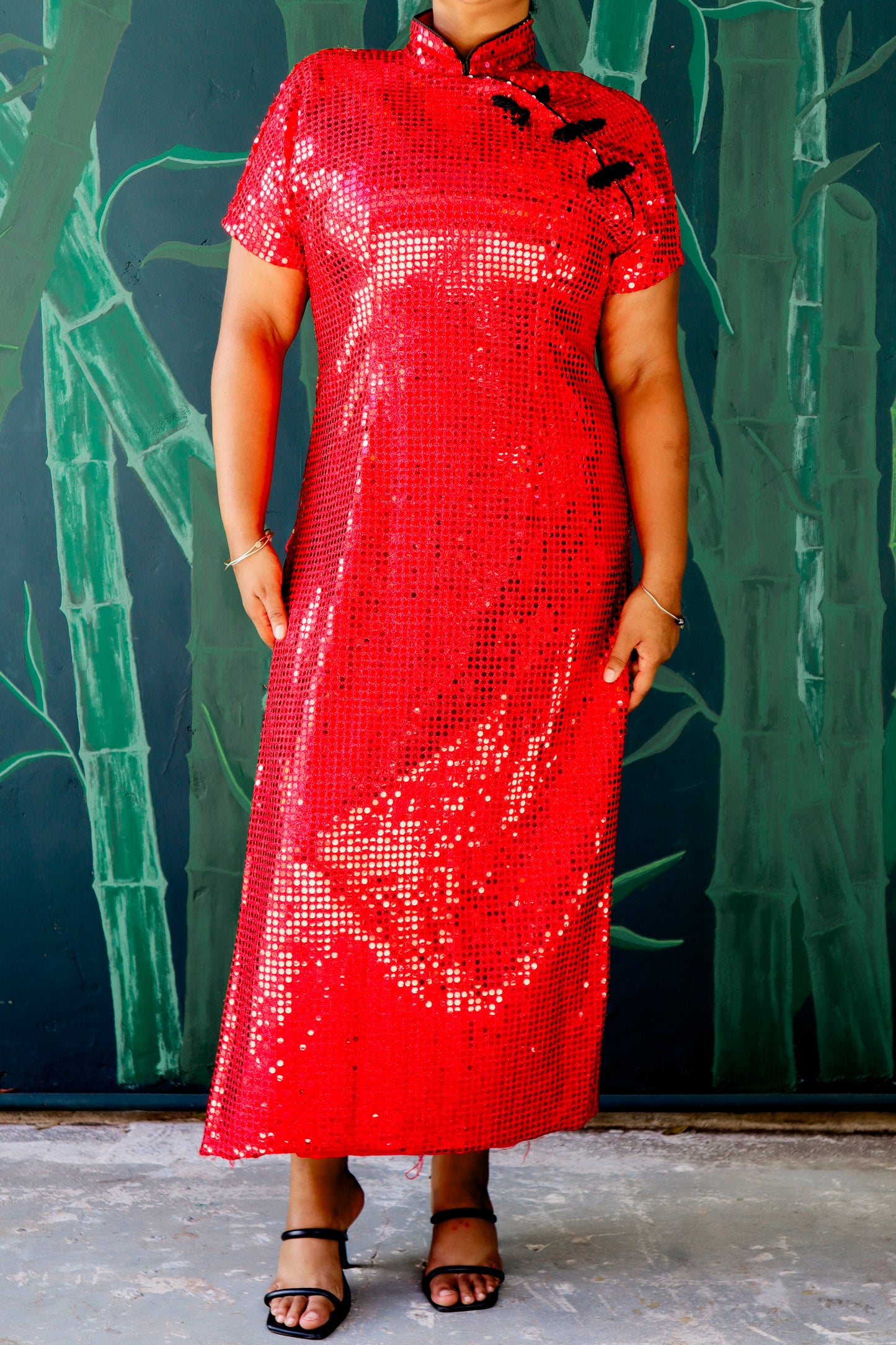 Red Sequin Qipao