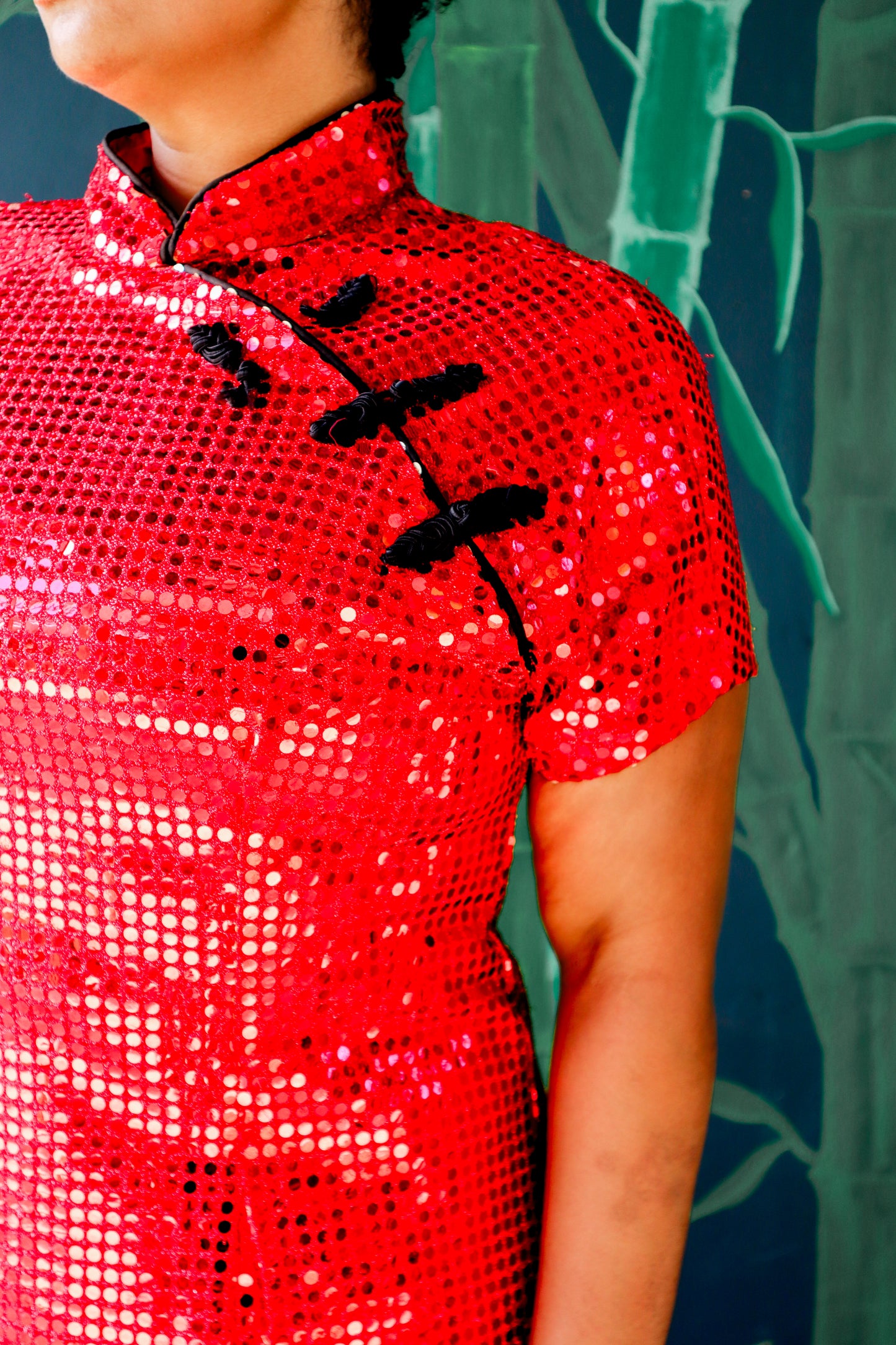 Red Sequin Qipao