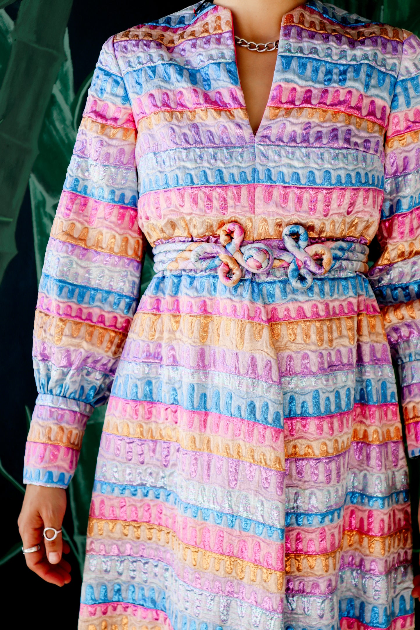 1970s Rainbow Wiggle Mini Dress