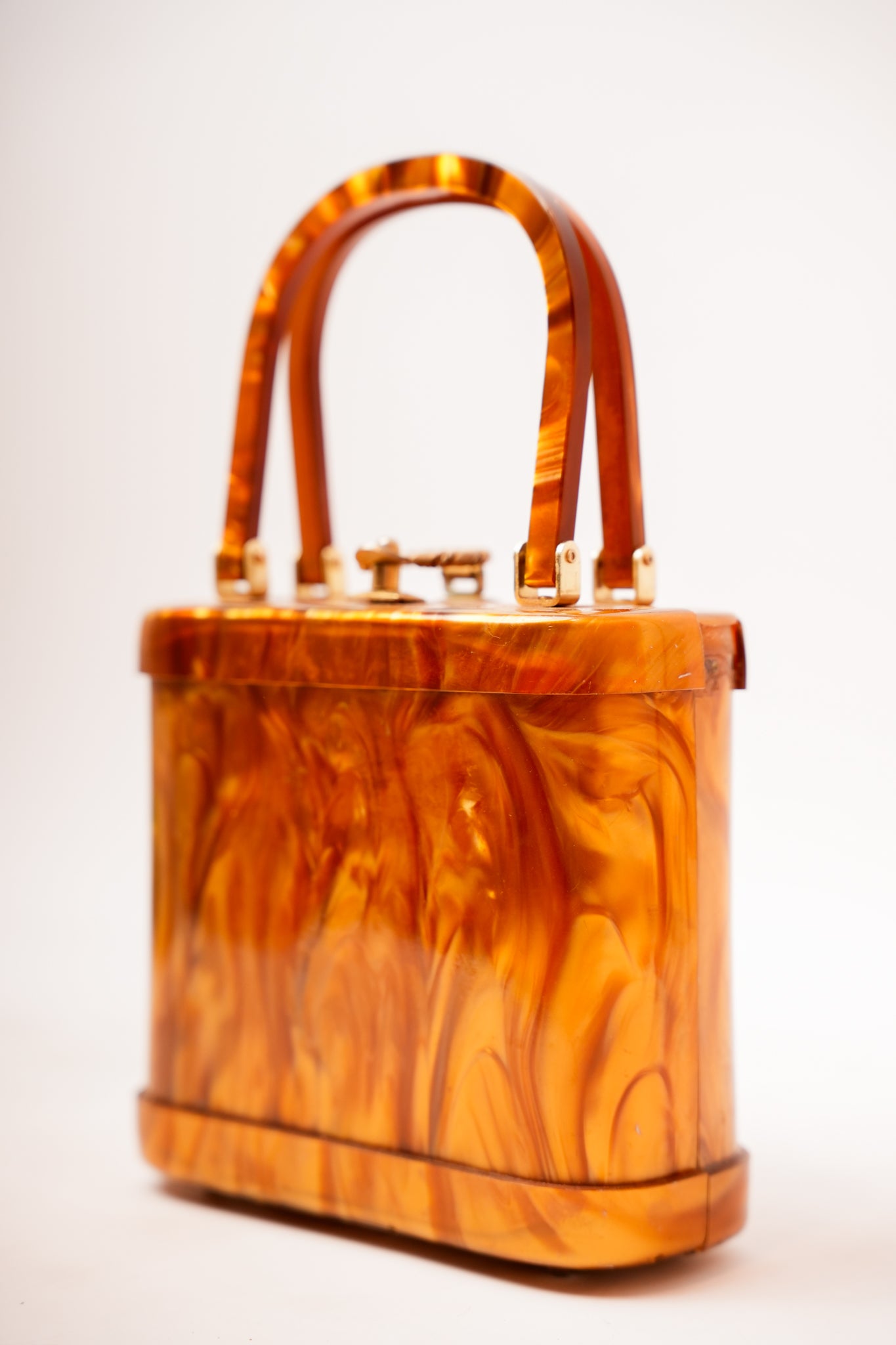 Vintage Gold Lucite Purse
