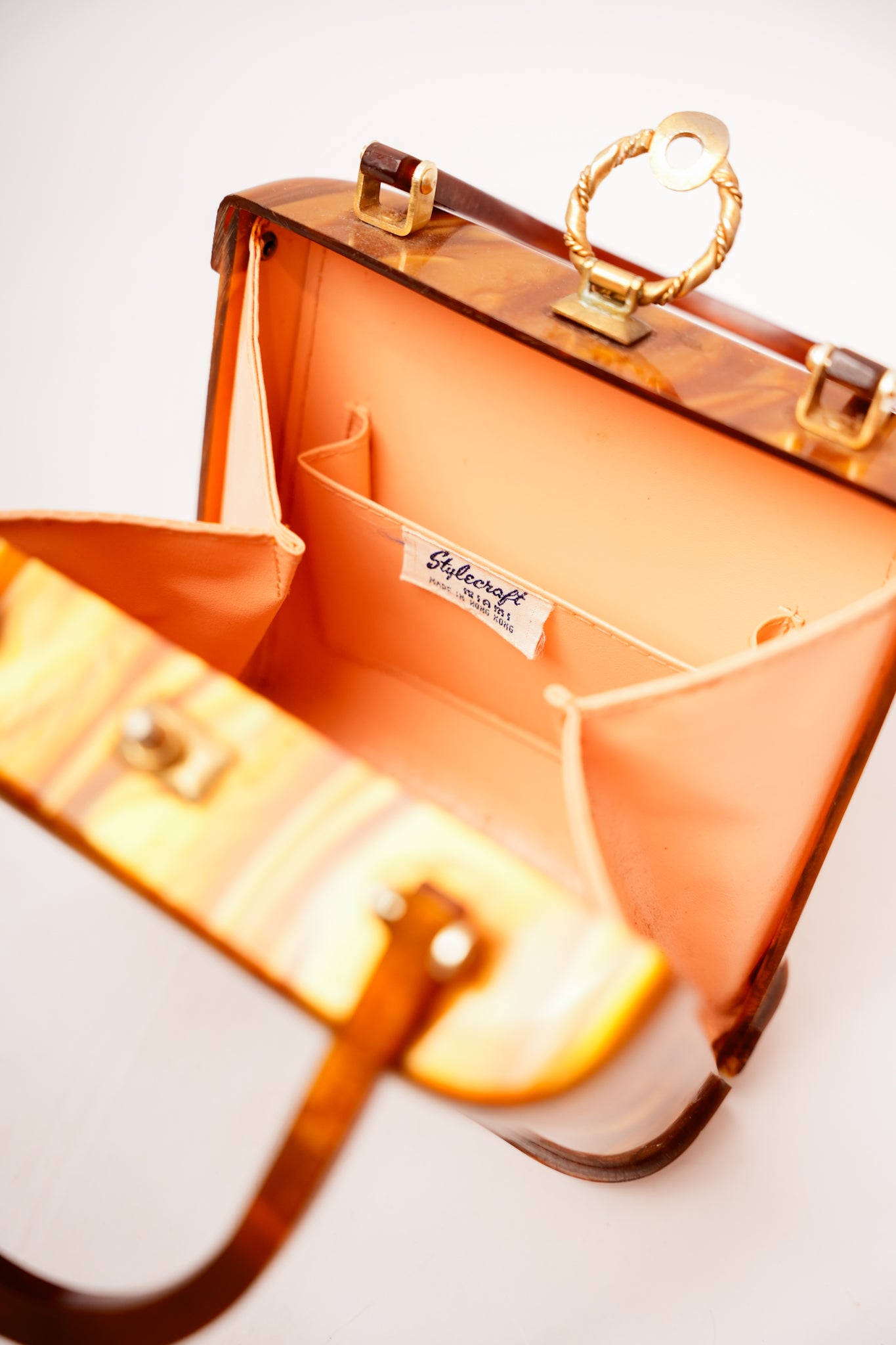Vintage Gold Lucite Purse