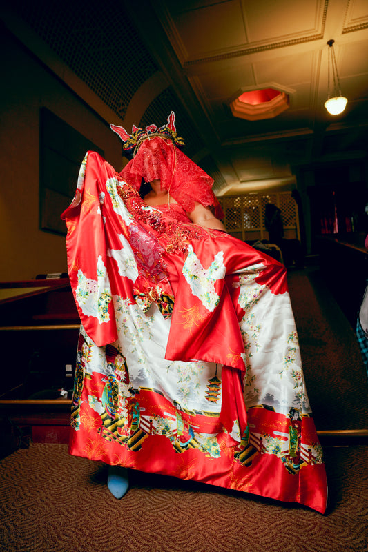 Handmade Red Embellished Kimono