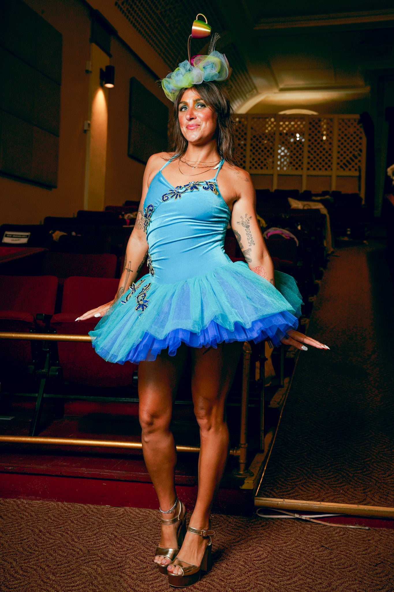 1990s Blue Sequin Tutu Performers Outfit